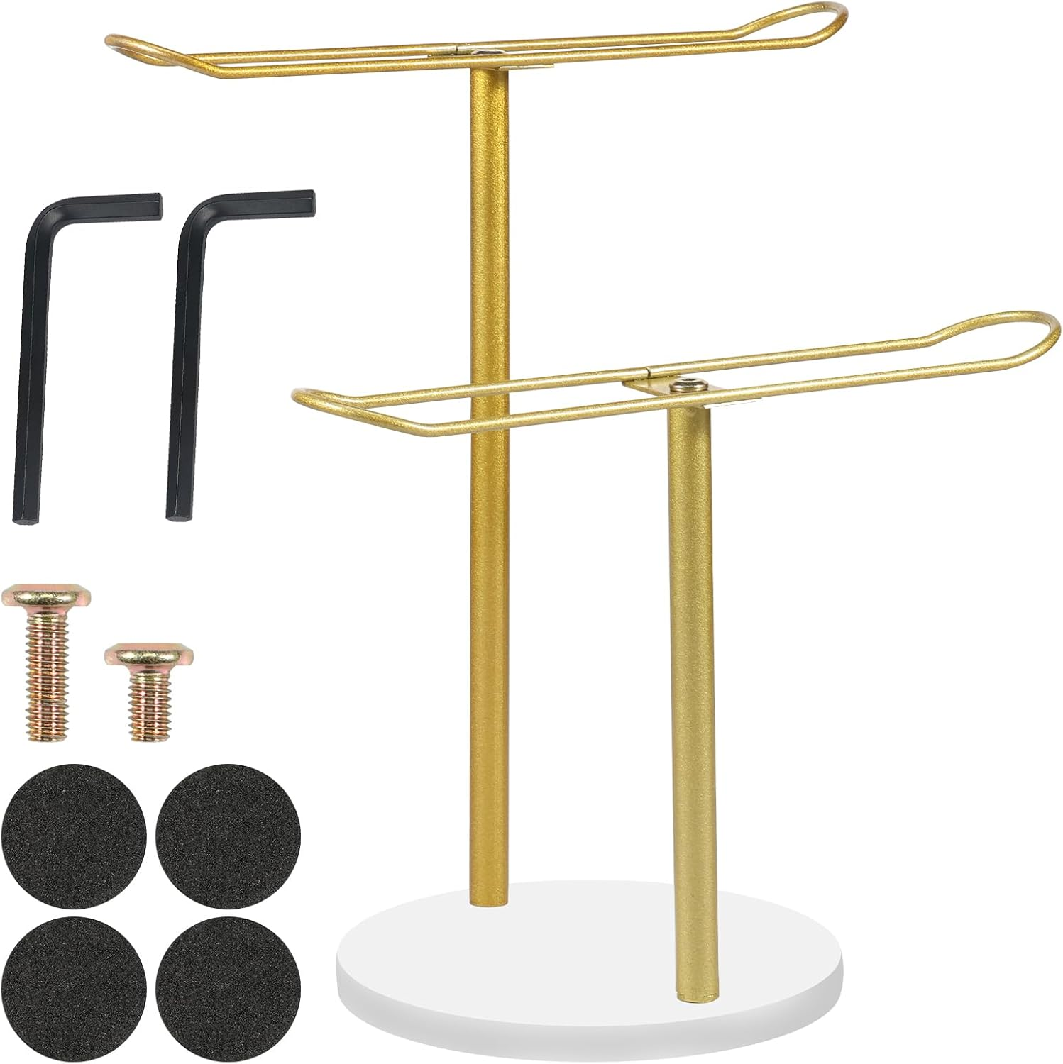 Headband Holder Organizer Metal, Hair Hoop Display Stand, Headband Organizer Storage with Base, Hair Accessories Display Rack, Bracelets Bangle Bedroom Storage Decor for Girls Women (Double Layer) image number 2