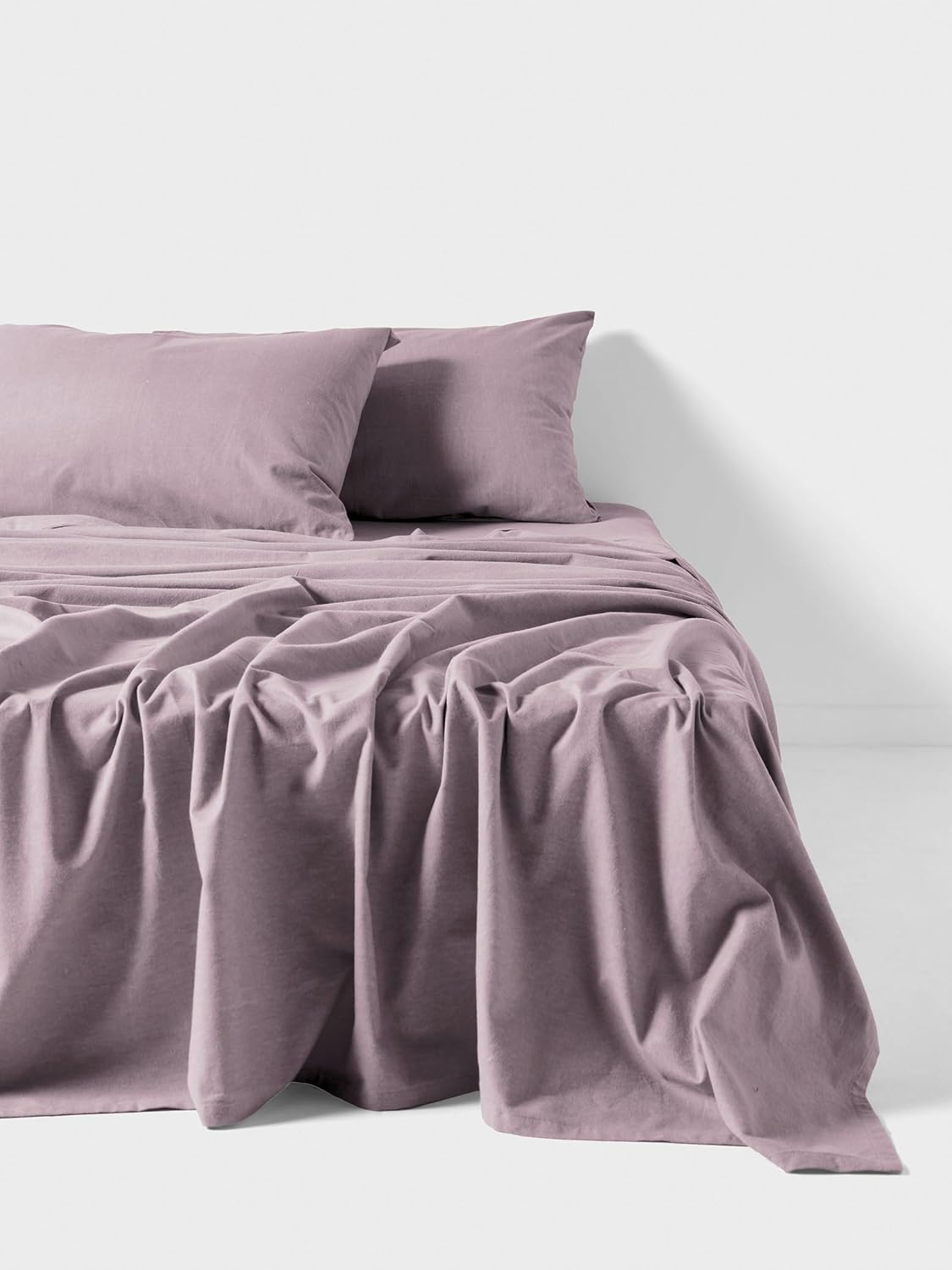 Linen House Flannelette Lavender Plain-Dyed Double Bed Sheet Set