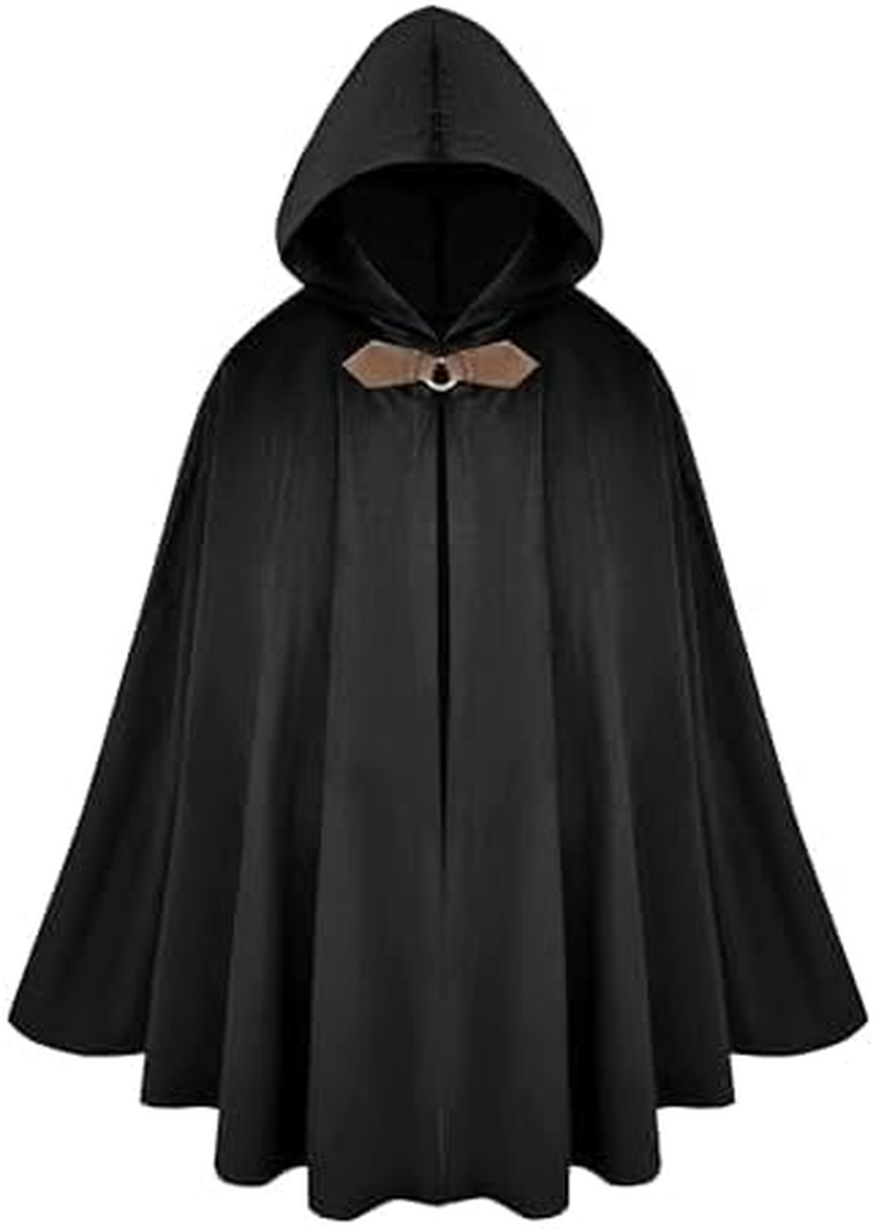 Renaissance Hooded Cloak Medieval Velvet Cape with Hood Men Women Capelet for Hobbit Halloween Costume
