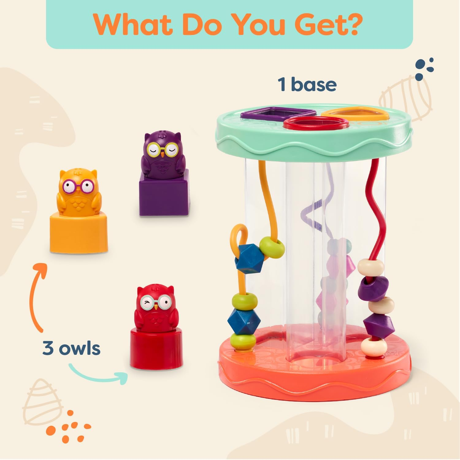 B. Toys &ndash; Baby Shape Sorter &ndash; Sorting Toy with 3 Owls &ndash; Colorful Shapes, Bead Maze & Fun Sounds &ndash; Developmental & Educational Game for Babies & Toddlers &ndash; Hooty &ndash; Hoo &ndash; 10+ Months image number 4