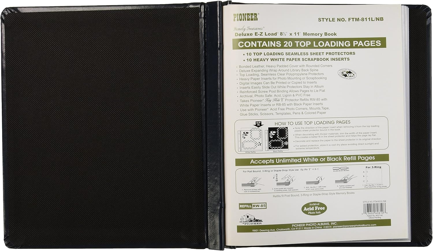 8.5X11 Deluxe Leather Scrapbook, Navy Blue - Hunter Green image number 3