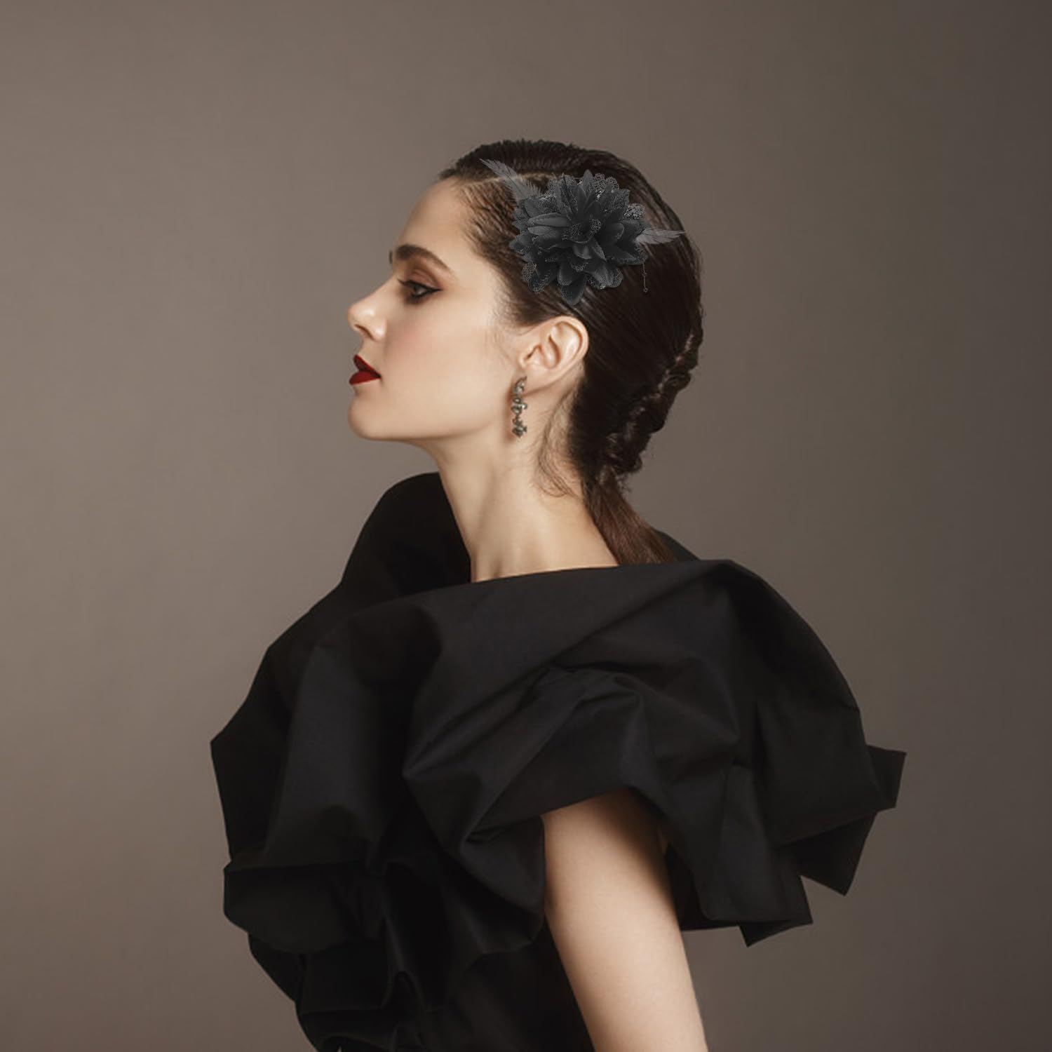 3 Pieces Simulated Flower Hair Pins, Retro Hairpins, Performance Costume Accessories, Party Hairpins, Role Play Accessories image number 5