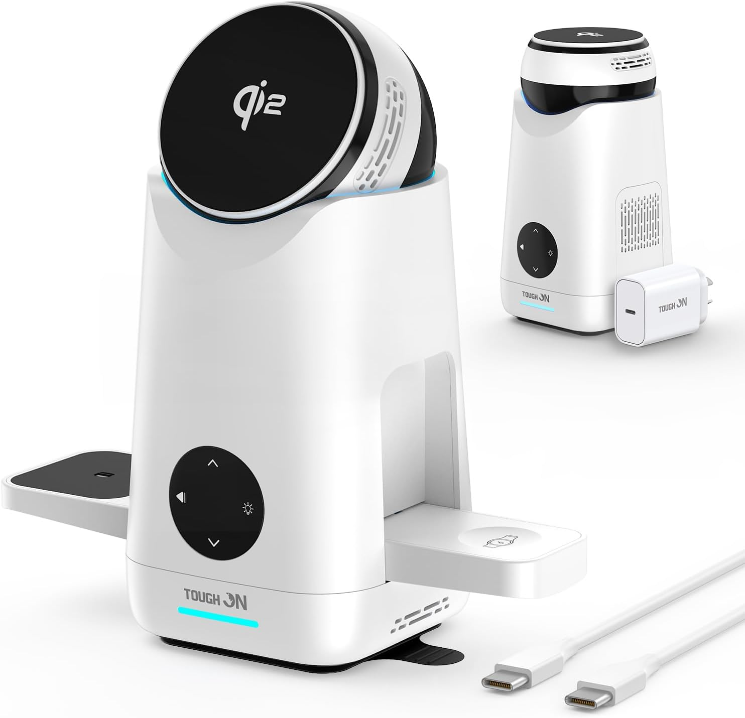 TOUGH on Magmax 3 in 1 Wireless Charger, Qi2 15W Fast Charging Station with Gesture-Controlled Rotation, Magsafe-Compatible Stand for Iphone 17/16/15, Apple Watch, Airpods, Samsung Galaxy S25 Series