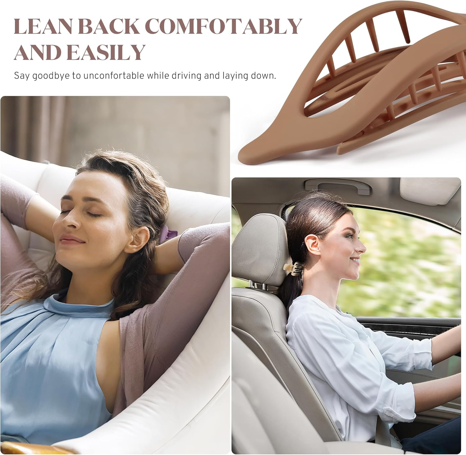 Flat Hair Clips for Women, 8 Pack French Concord Claw Clips for Medium Curly Hair, Strong Hold No Slip Grip Hair Claw Clips,Mother'S Day Gifts, Neutral Colors D - Neutral image number 2