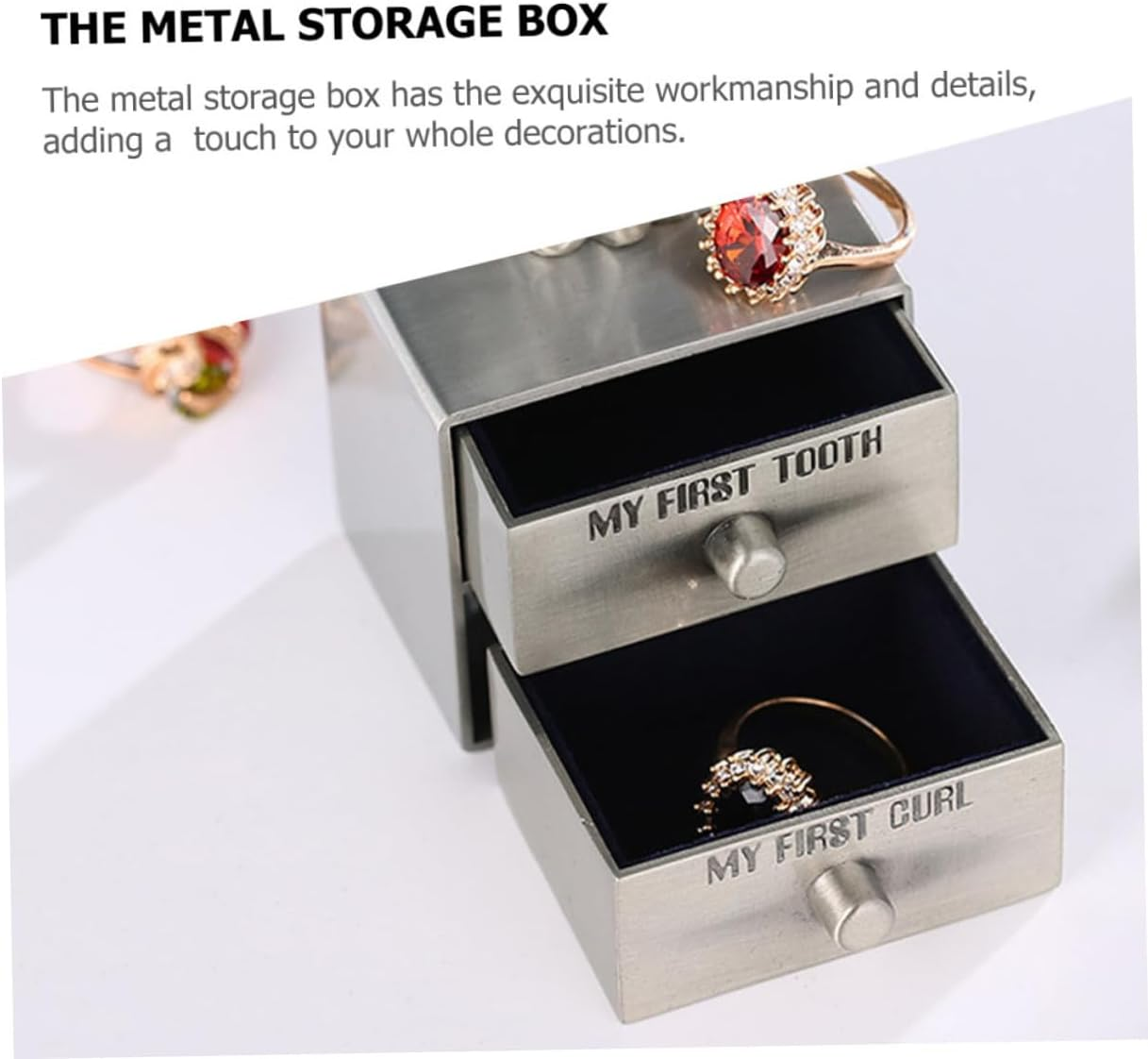 Minkissy Teeth Box Metal Tooth Holder Adorable Keepsake Box Storage Container Boys and Girls Girl