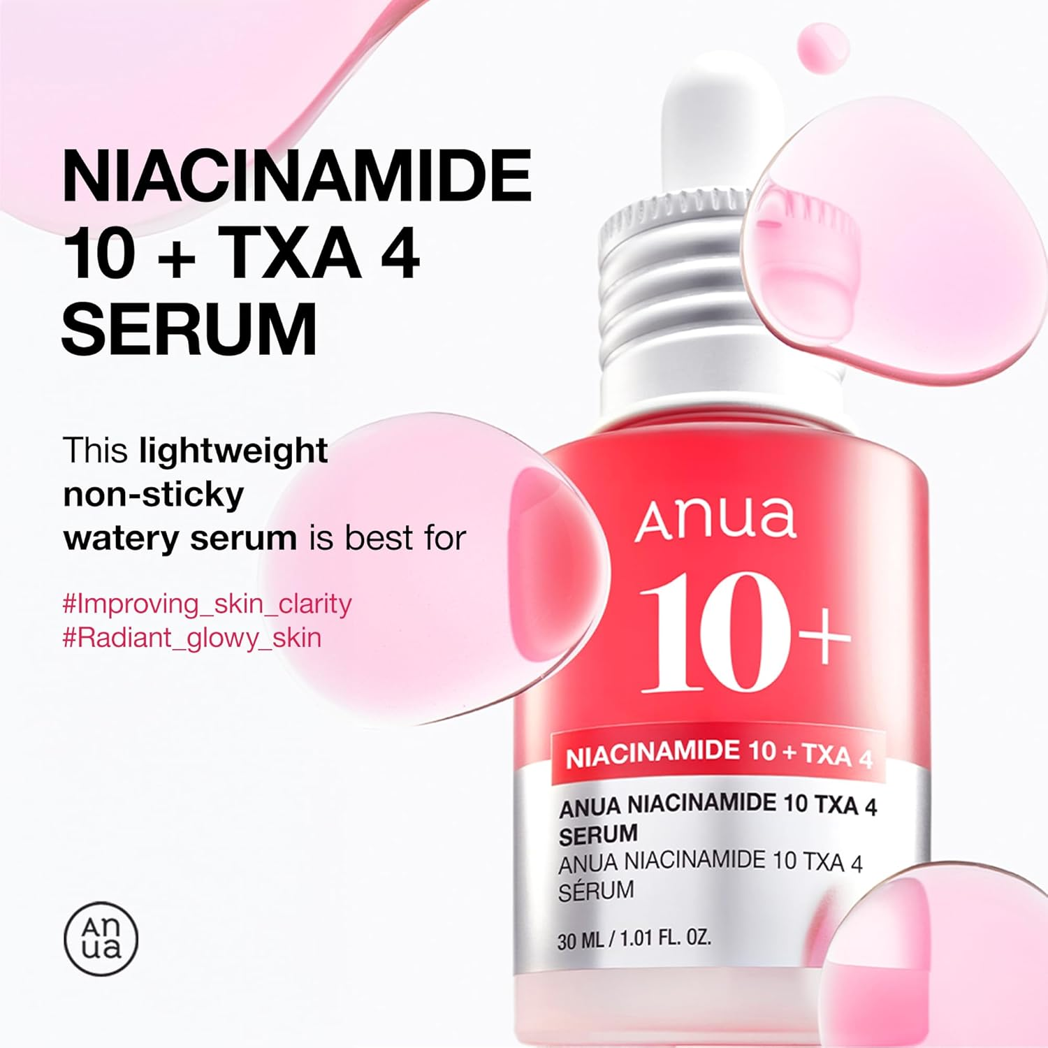 ANUA 10% Niacinamide+ 4% Tranexamic Acid Serum, Ceramide, Hyaluronic Acid, Vitamin B12 Natural Color, Korean Glass Skin, Fragrance-Free, Korean Skincare, 30Ml /1.01 Fl.Oz. image number 1