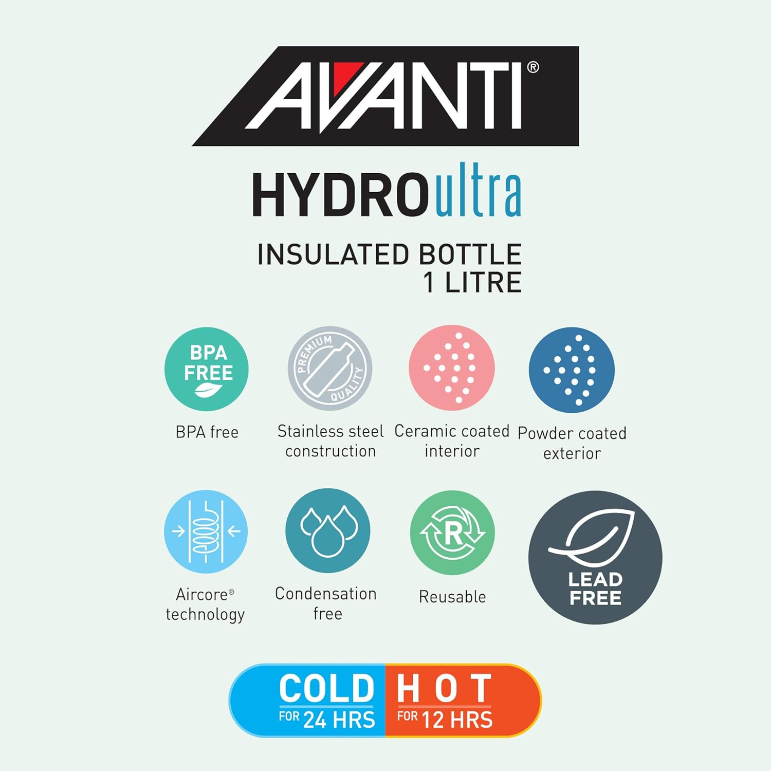 Avanti Hydroultra Vacuum Water Bottle with Strap