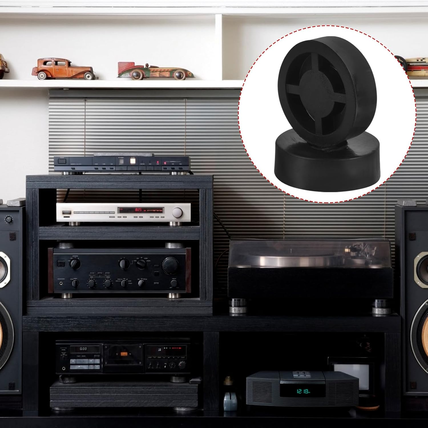 Toddmomy 4Pcs Speaker Isolation Feet Rubber Pads 45X15Mm Speaker Base Mat Turntable and Subwoofer Isolation Platform Home Audio Floor Protector image number 4