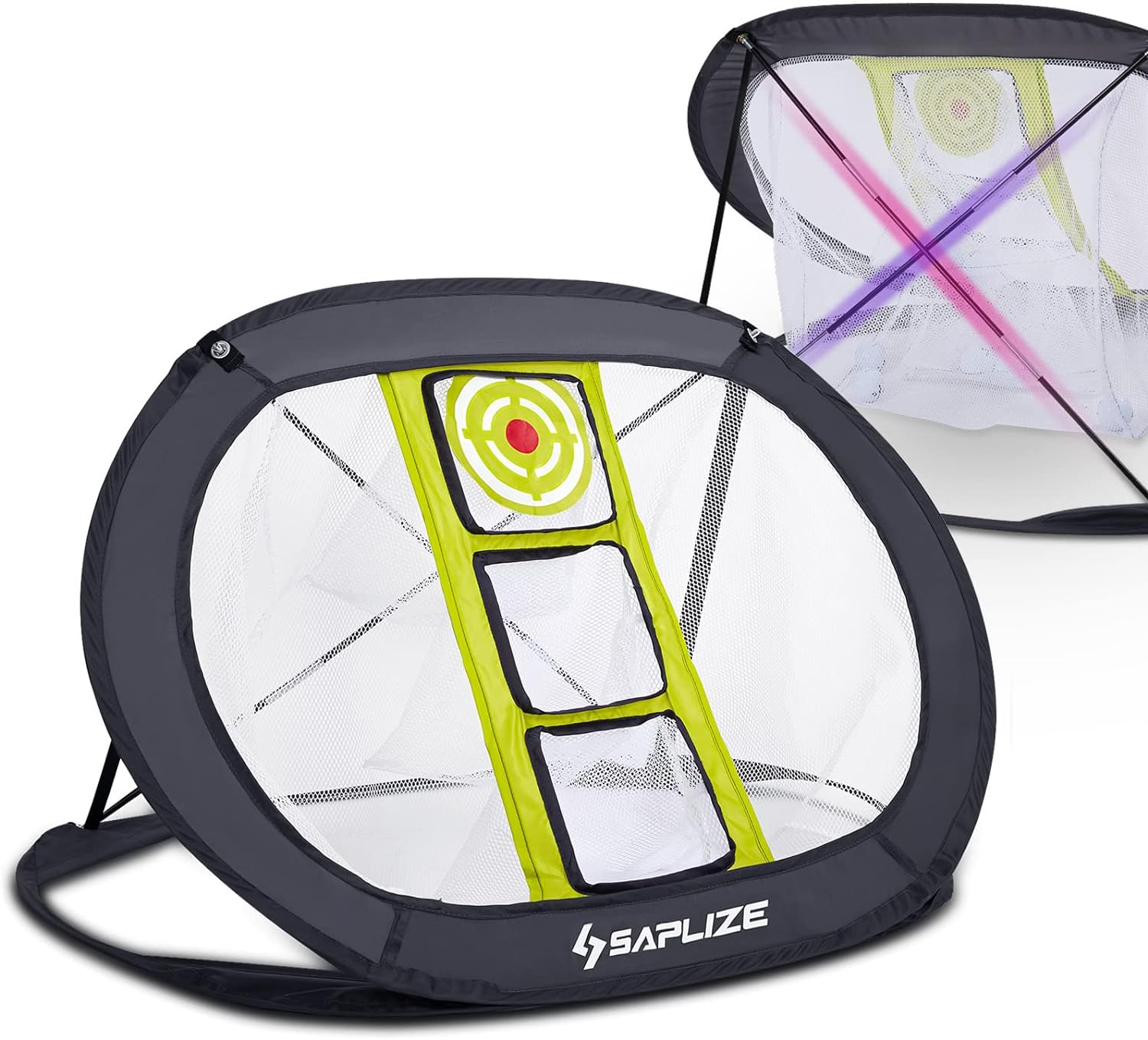 SAPLIZE Golf Chipping Net with Hitting Mat, Ultra-Stable Pop up X-Shaped Golfing Target Net for Indoor/Outdoor/Backyard Accuracy and Swing Practice, Portable Golf Training Net image number 5
