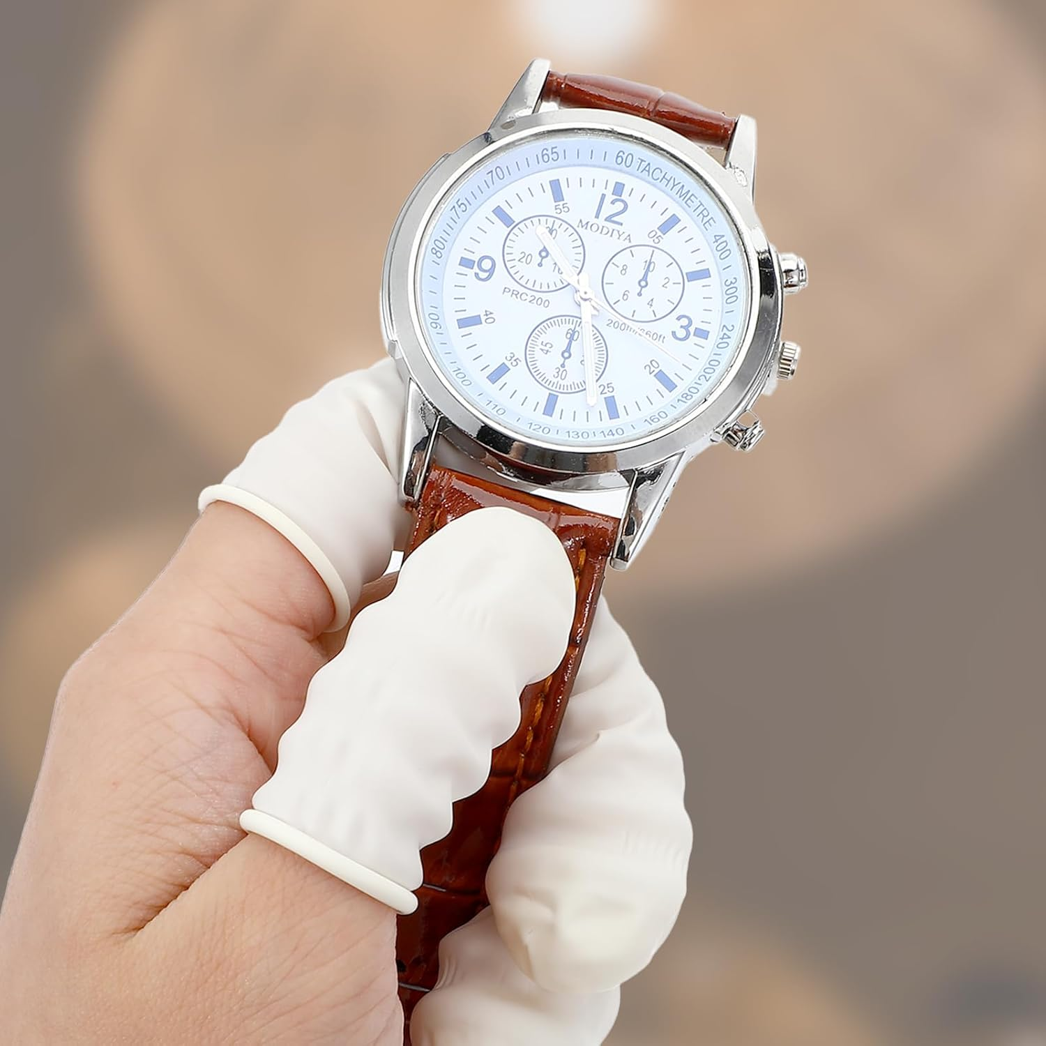 Pack of 100 Latex Finger Cots Finger Protection, Finger Cots Bandage Finger Caps, Antistatic Finger Covers, Latex Finger ​Cot,Latex Nail Cover, for Tattoo, Beauty, Cosmetics, Cleaning, Jewellery image number 1