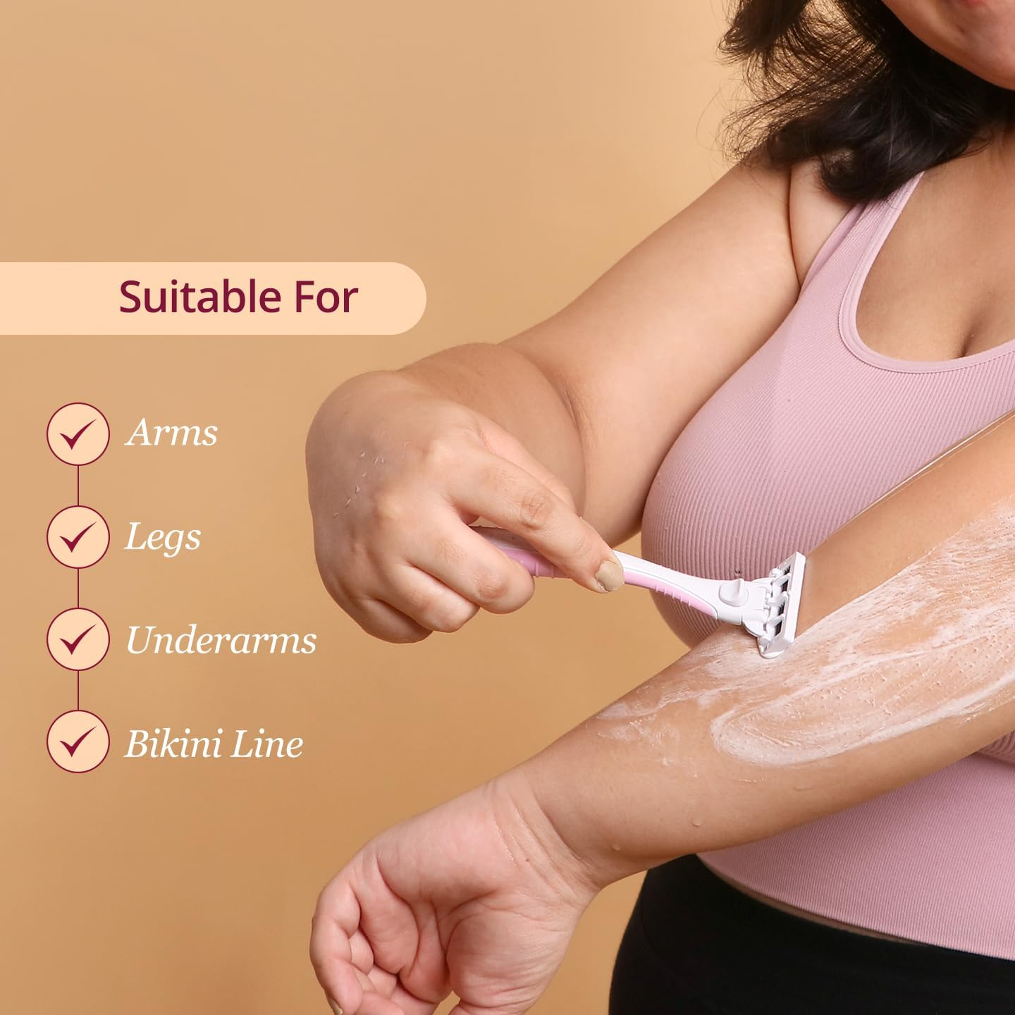 Carmesi Body Razor Skinsoft - Reusable - Pack of 1 | Aloe Vera & Vitamin C Moisture Strip for Smooth & Painless Hair Removal | Slip-Proof Rubber Grip | Soft & Silky Skin | Safe, Hygienic, & Economical