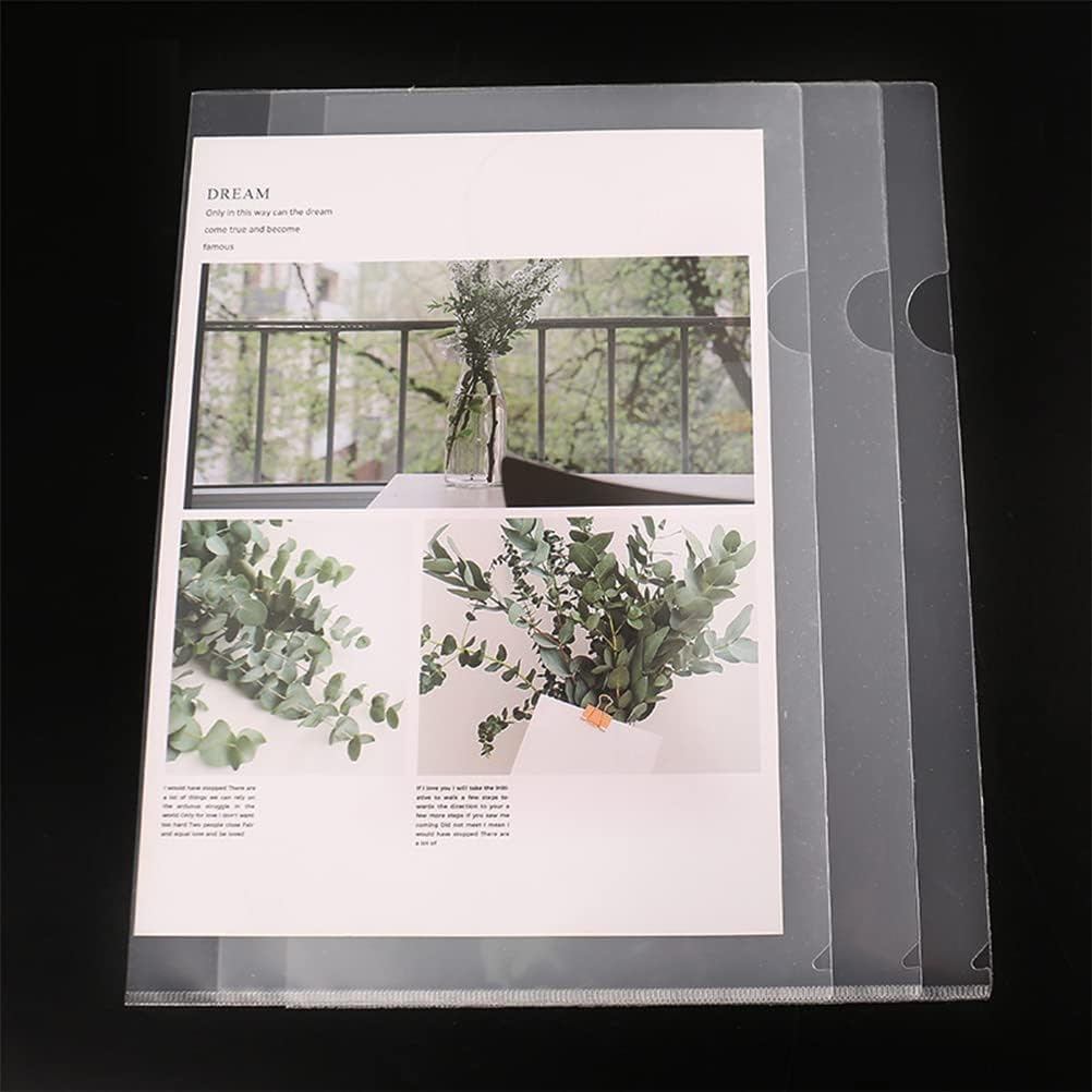 30Pcs A4 Cut Flush Folders, Betterjonny 180&Mu;m L Shape Transparent File Cover Plastic Top & Side Open Document Wallet for School Office White image number 5