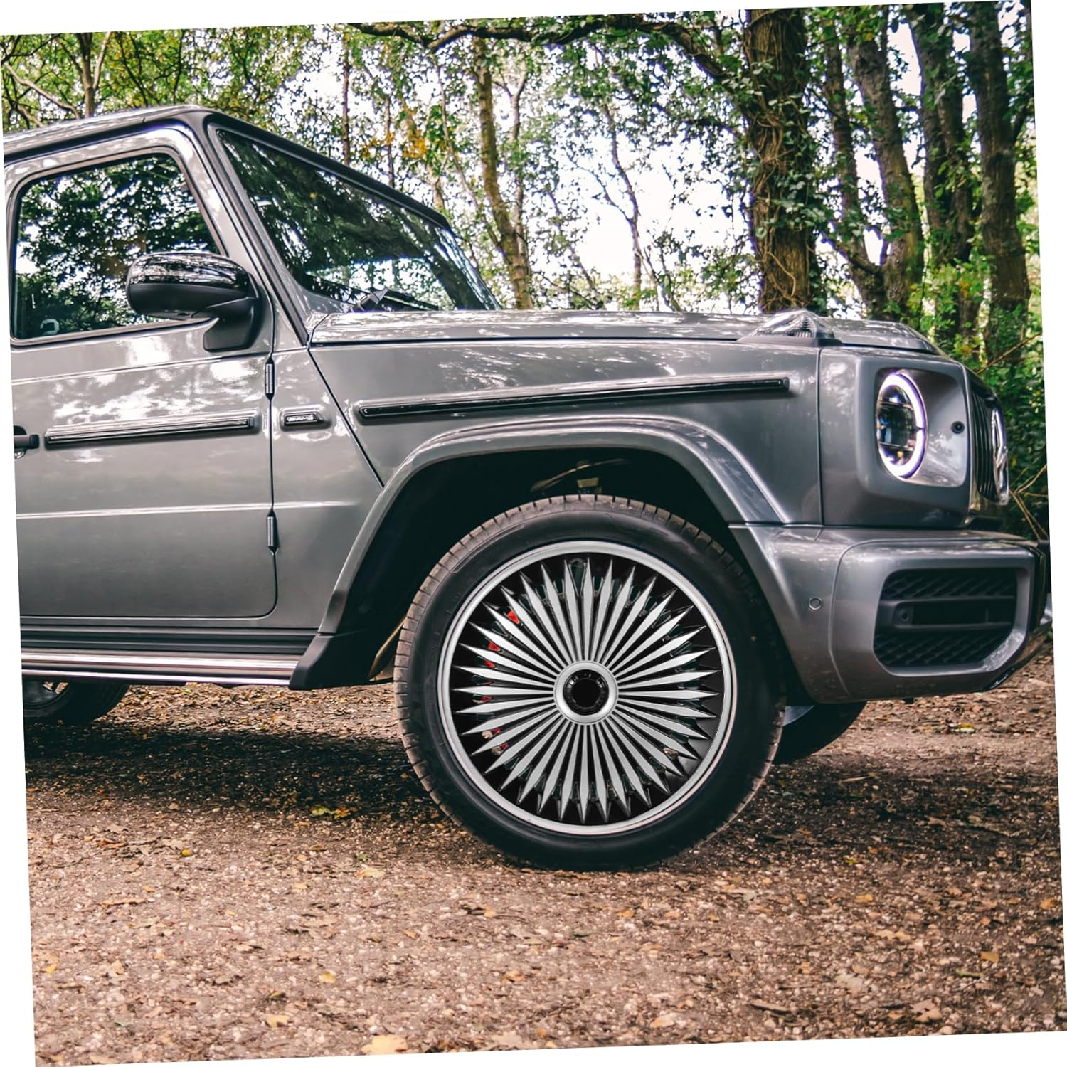 Decorative Car Wheel Hub Cover Automotive Rim Protector Easy to Install Silver-Black Hubcap for Vehicle Exterior Enhancement image number 4