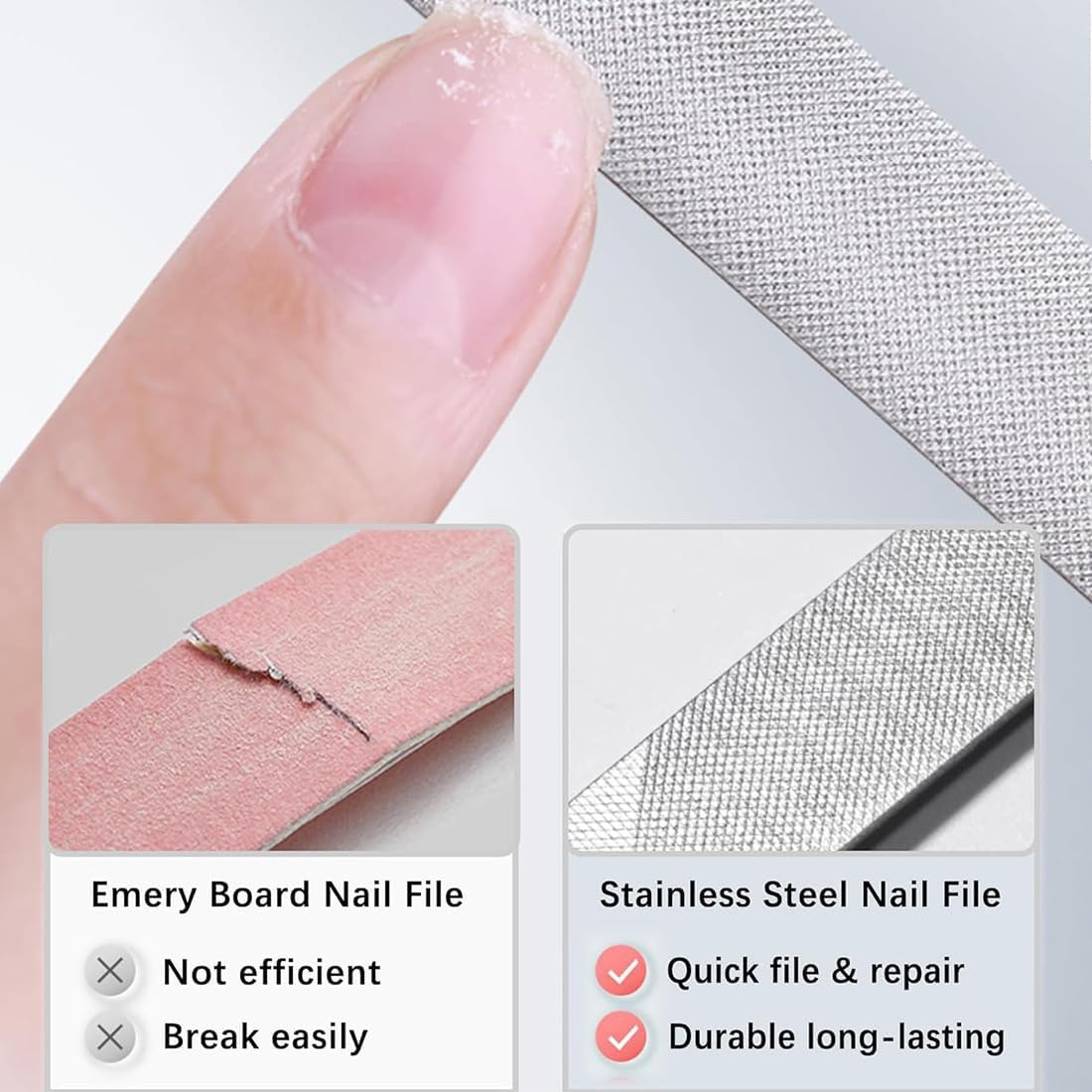 XXXX Metal Nail Files, Professional Double-Sided Stainless Steel Nail File with Leather Case, Premium Nail File for Men and Women, High Quality for All Nail Types