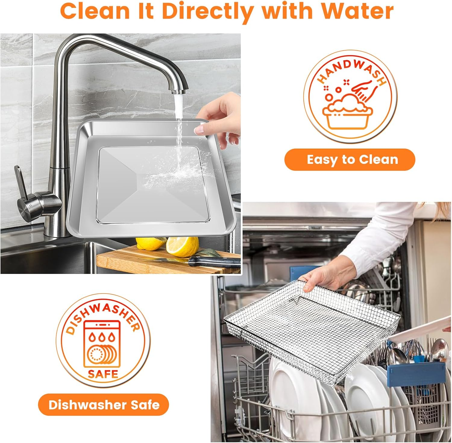 Air Fryer Basket Tray Replacement for Cuisinart TOA-60 TOA-65 TOA-70 Toaster Air Fryer Convection Oven, 12.2 * 11''Mesh Air Fryer Stainless Steel Basket Wire Rack Accessories Parts, Dishwasher Safe image number 2