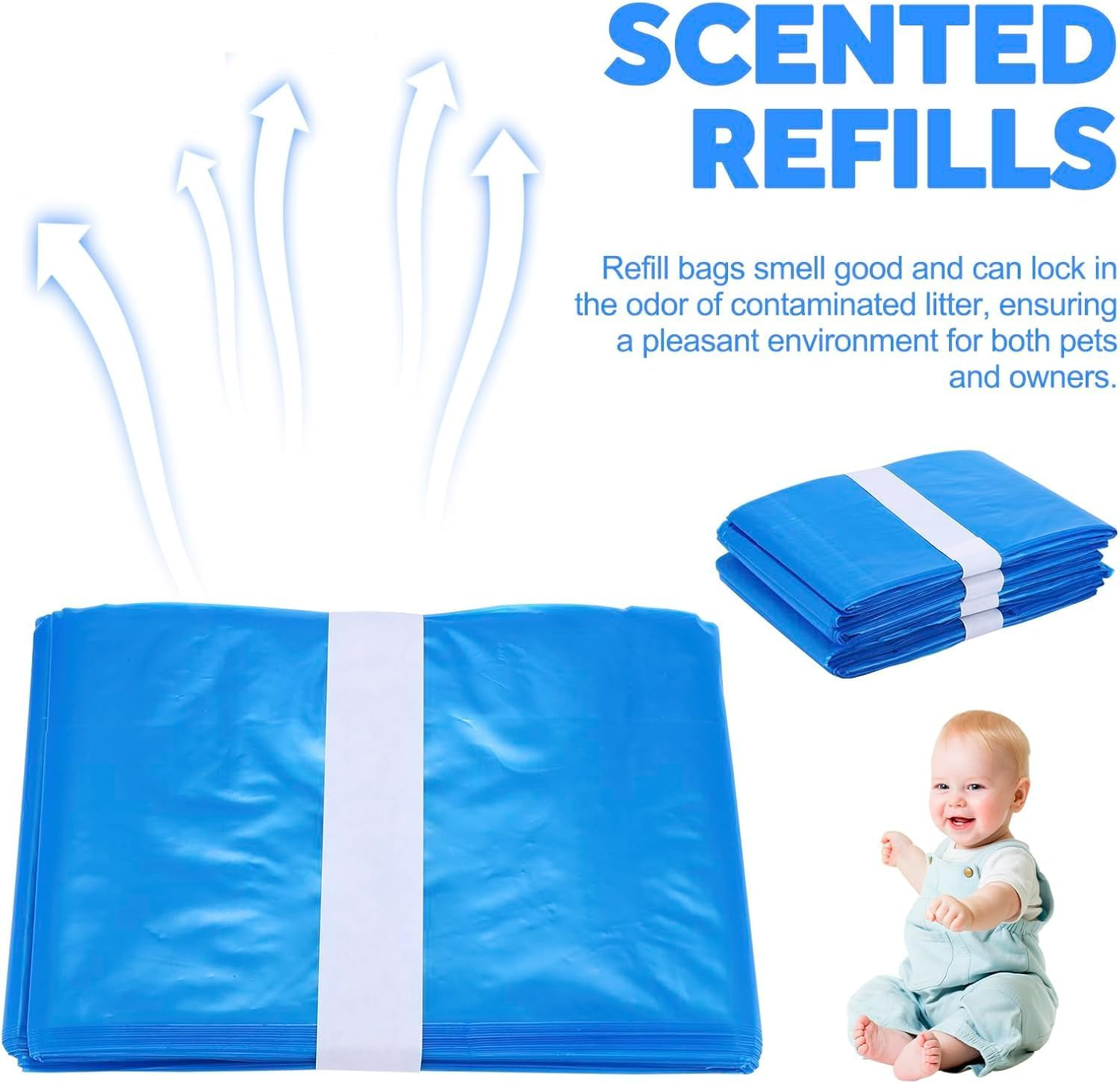 Diaper Pail Liner Refills Bags Compatible with Janibell Akord 330 Series Adult Diaper System, Blue, Lightly Scented, 10 Count image number 5