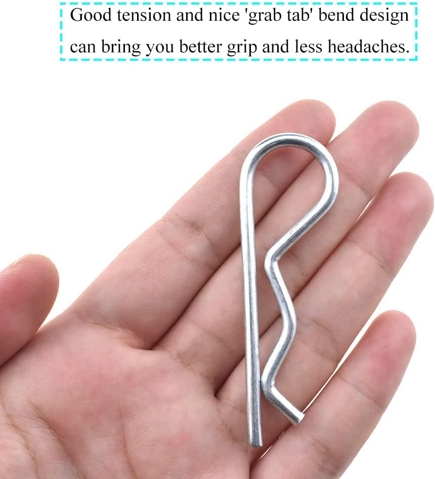 3.5X75Mm R Clips Better Grip Hold Tight Pull Easier Convenient Adjusting Quality Carbon Steel Good Tension Hitch Pin Hair Pins Spring Fastener 12 Pieces for Lock System RC Toy Farm Mower