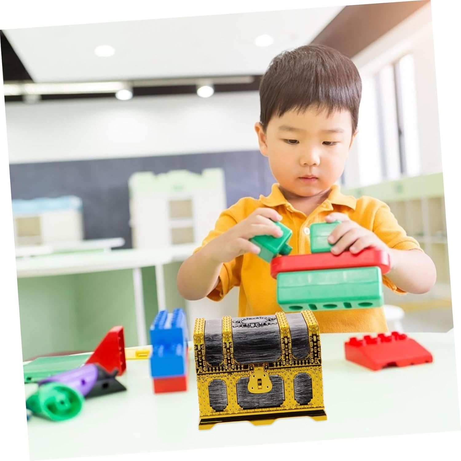 Pirate Treasure Chest Box Toy Small Vintage Chest Lock and Key for Treasure Hunting Games and Creative Playtime image number 6