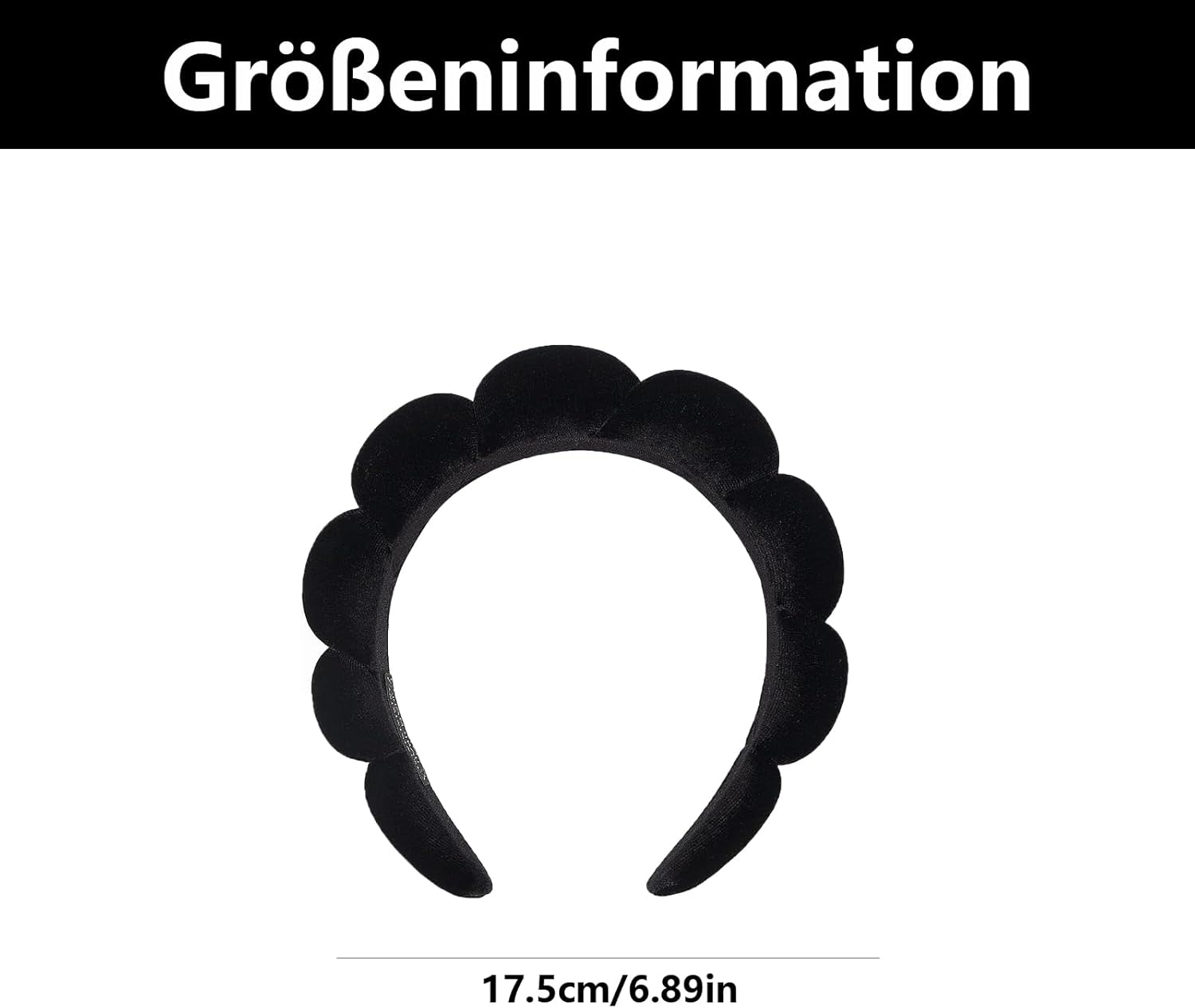 Bubble Headband, Make-Up Headband for Washing the Face, Make up Remover, Shower, Skin Care (Black) image number 2