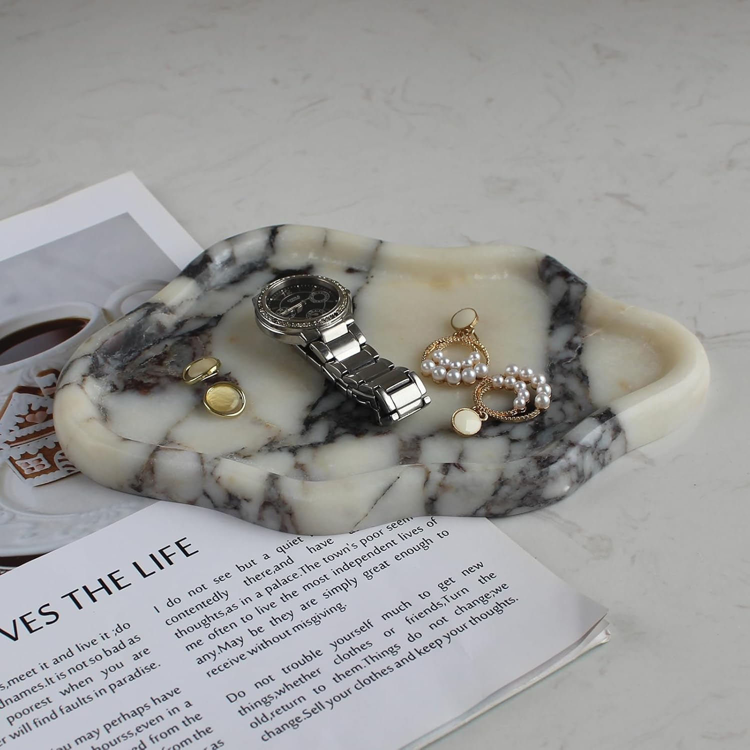 Natural Calacatta Viola Marble Tray Cloud Shape, Jewelry Dish Trinket Dish for Women Gift Home D&eacute;cor