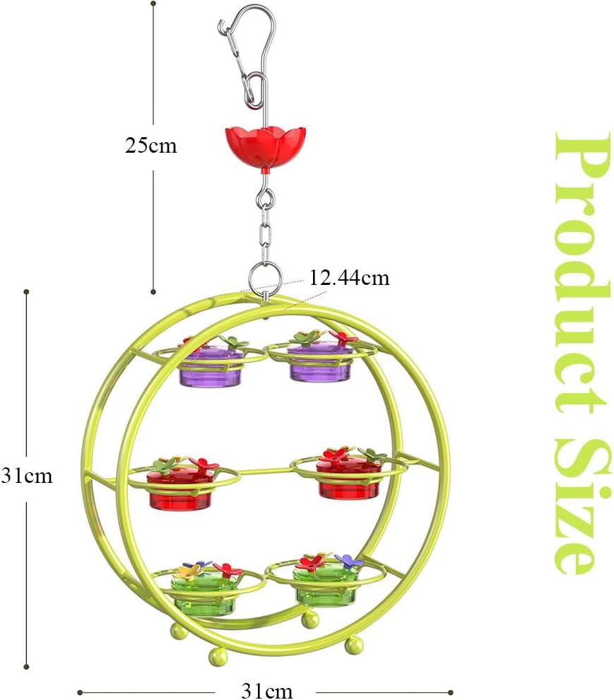 Unique Hummingbird Feeder, Multi-Port Small Birds Feeding Tools,Hangable Garden Decorative,Ornamental Bird Feed Wheel,Top Fill Leak Proof Feeders,For Garden Porch Backyard Decor