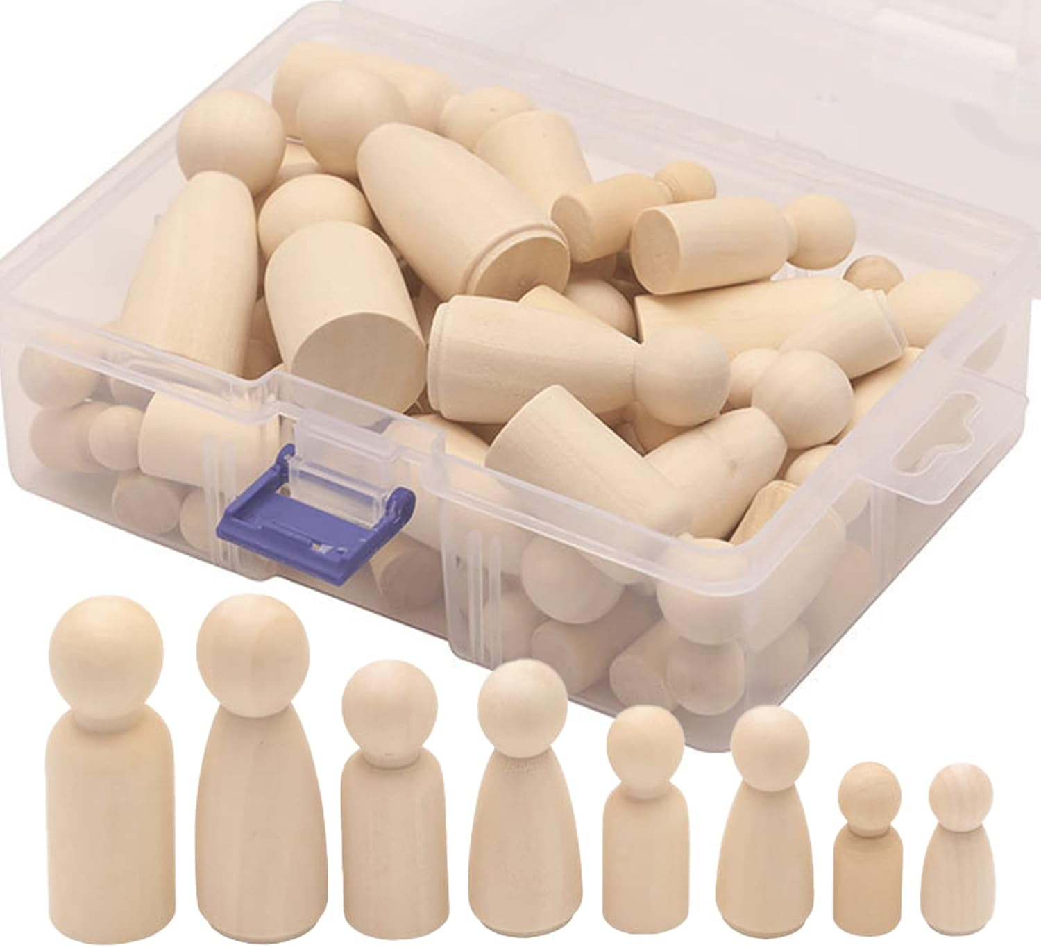 Aoozleny DIY Wooden Peg Dolls, Unfinished Peg People, Doll Bodies, Wooden Figures,Decorative Peg Doll People for DIY Art Craft, Painting, Peg Game, Home Party Decoration,50 Pack image number 2