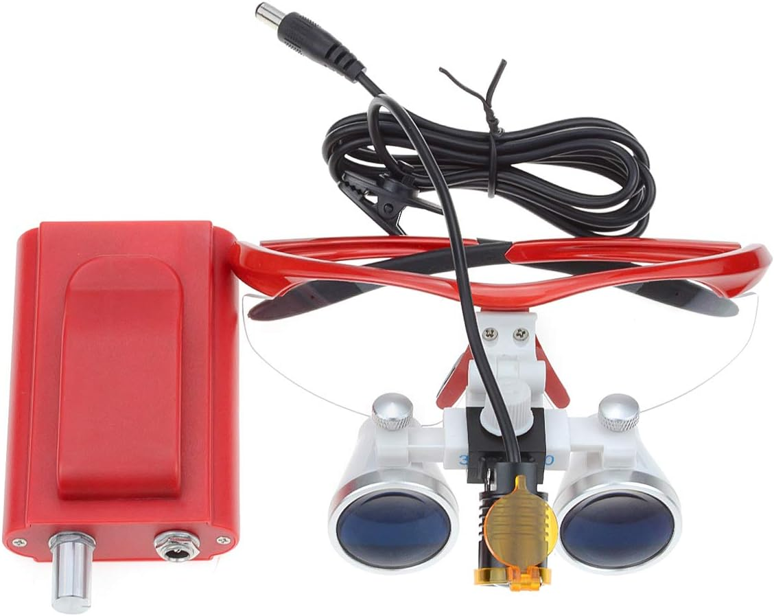 Tankredrug 3.5X420Mm Loupe with 3W LED Headlight Plastic Optical Clip Filter Large Working Distance, Portable Plastic Headlamp Red Aluminum Box image number 4