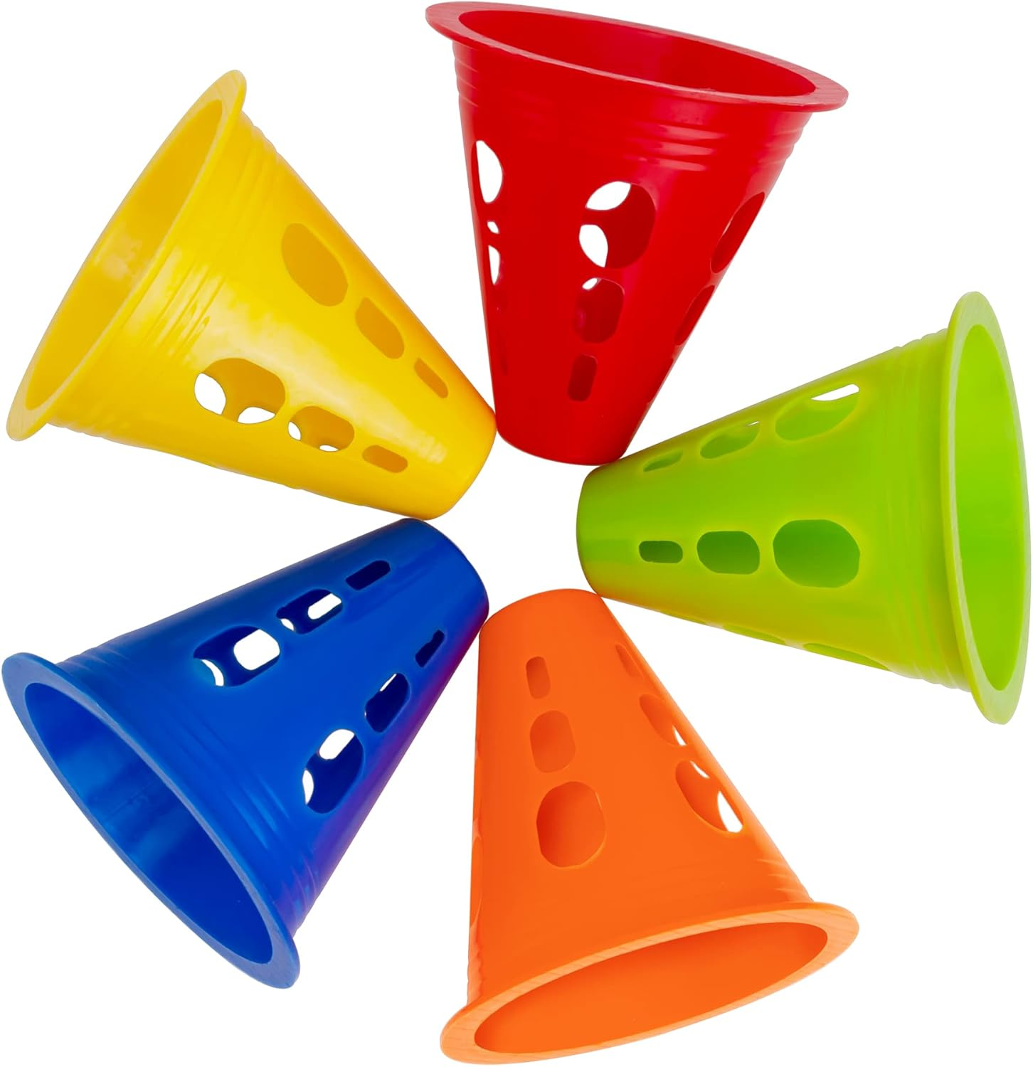 3 Inch Plastic Windproof Slalom Cones Inline Roller Skating Cones Pile Cup Roadblocks Traffic Road Cones Set with Holes for Skate Practice Sport Training - 5 Colors 20 Pcs Style 2 image number 4