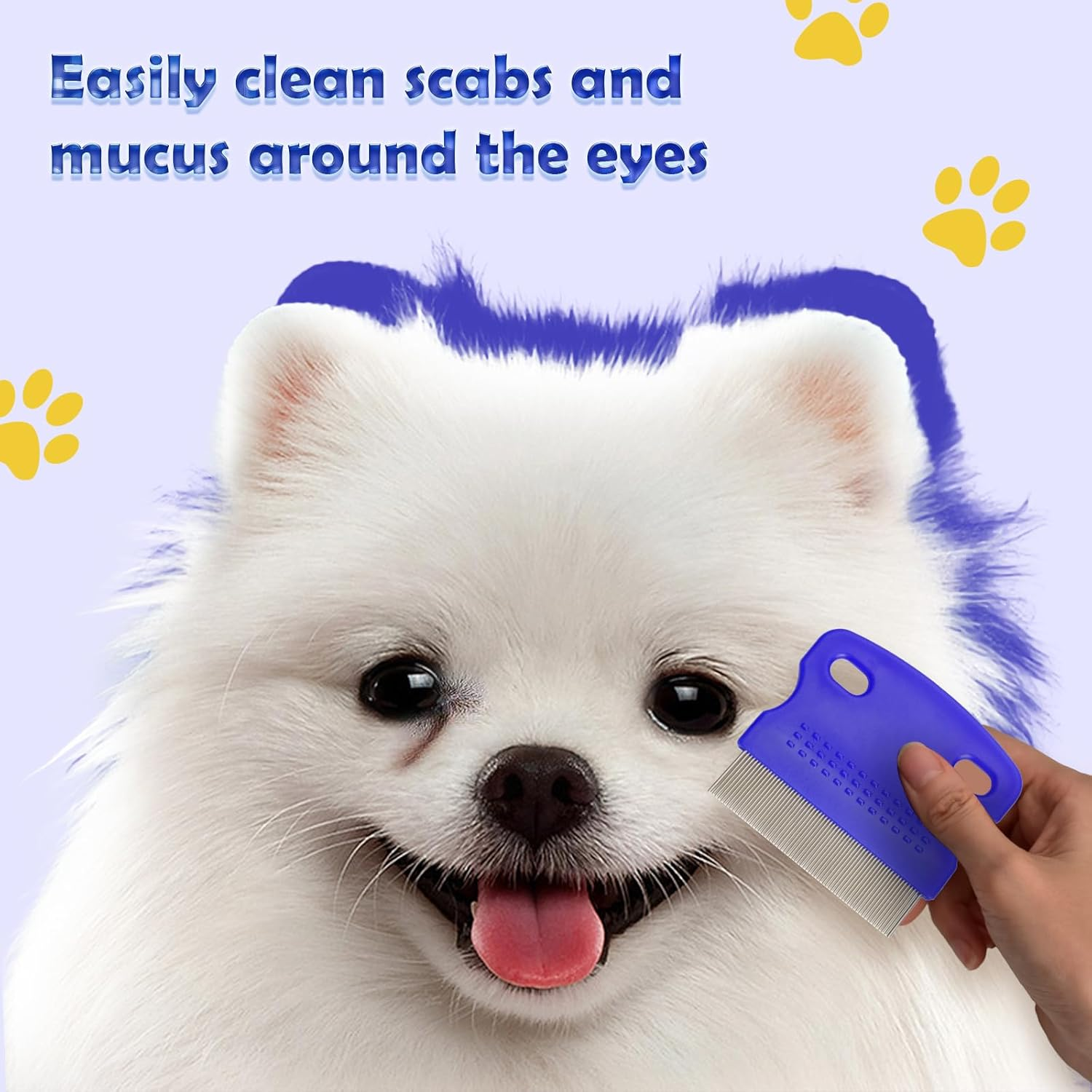 6 Pieces Stainless Steel Teeth Pet Lice Comb Set,Flea Comb for Cats & Dogs,Pet Grooming Comb for Pets Gently Removing Knots and Lice, Flea Comb for Small & Medium Pets(Blue,Pink) (Blue) - Bluepink 6P image number 7