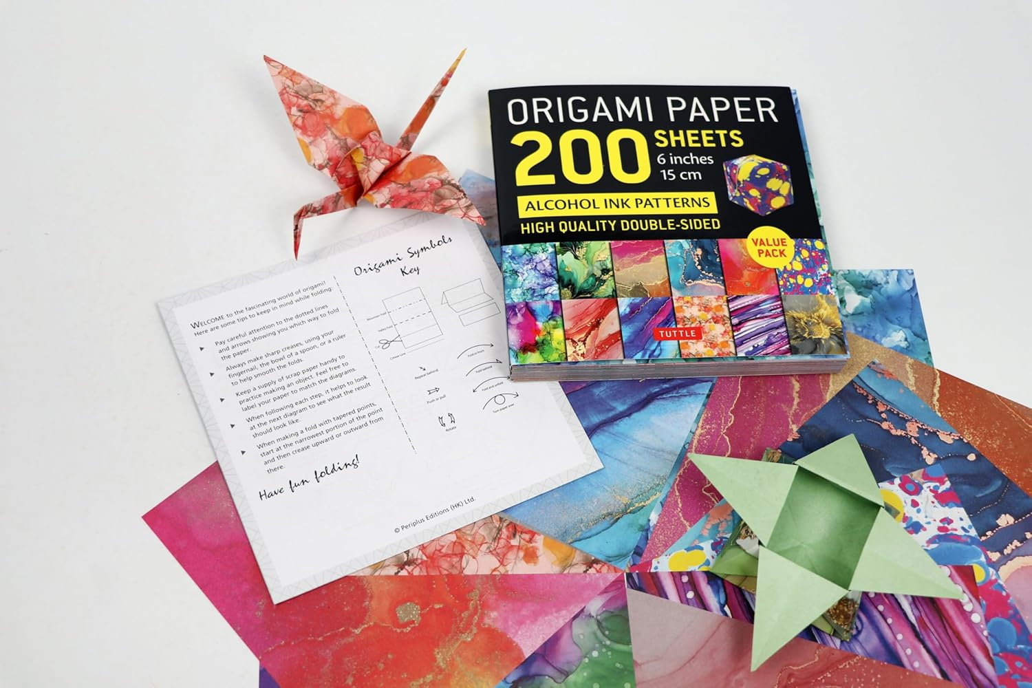 Origami Paper 200 Sheets Alcohol Ink Patterns 6" (15 Cm): Tuttle Origami Paper: Double-Sided Origami Sheets Printed with 12 Designs (Instructions for 5 Projects Included) image number 6