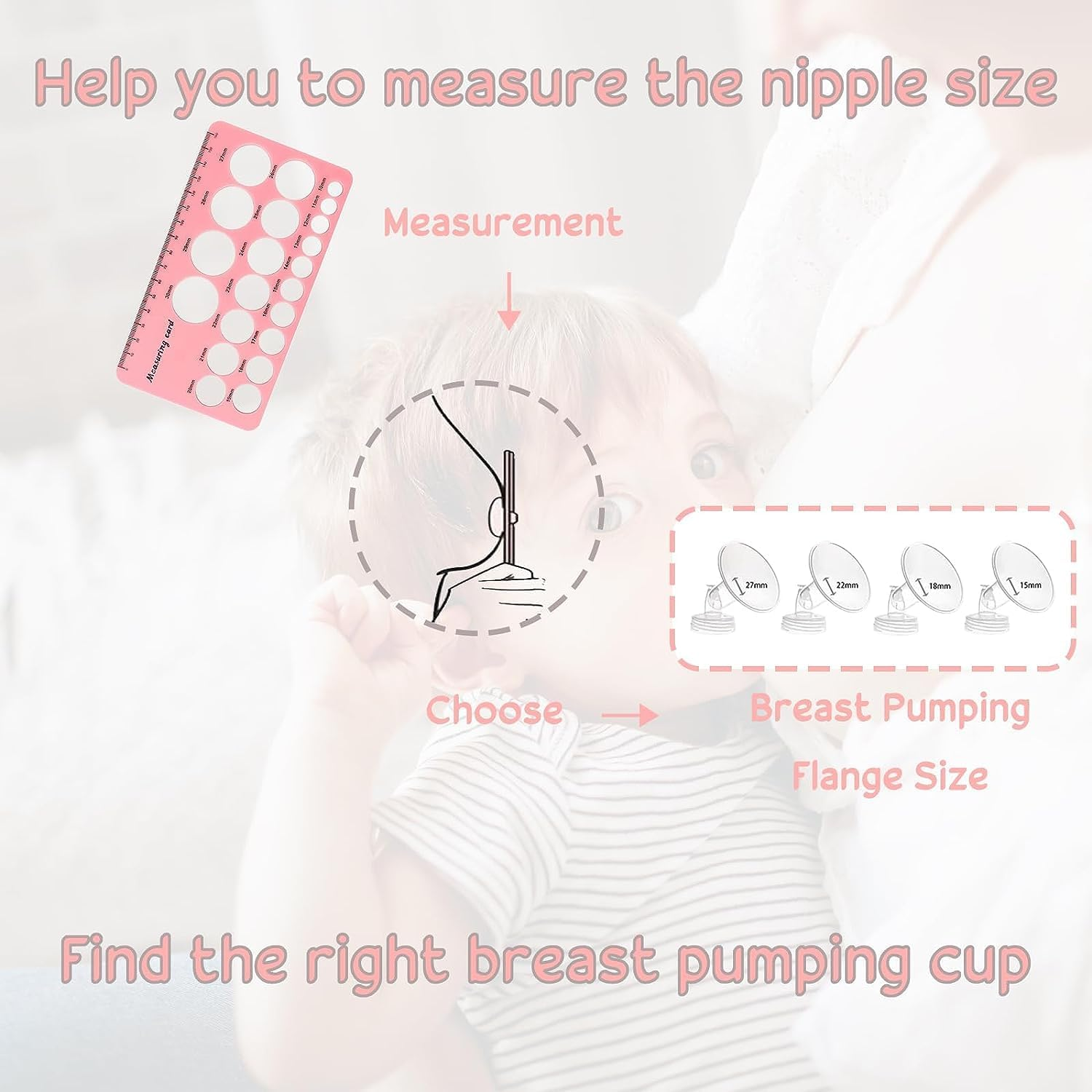 Nursi Luna Nipple Ruler for Flange Sizing, Nipple Measurement Tool for Flanges, Silicone and Soft Nipple Flange Measure Tool, Breast Pump Nipple Size Ruler for New Mothers image number 3