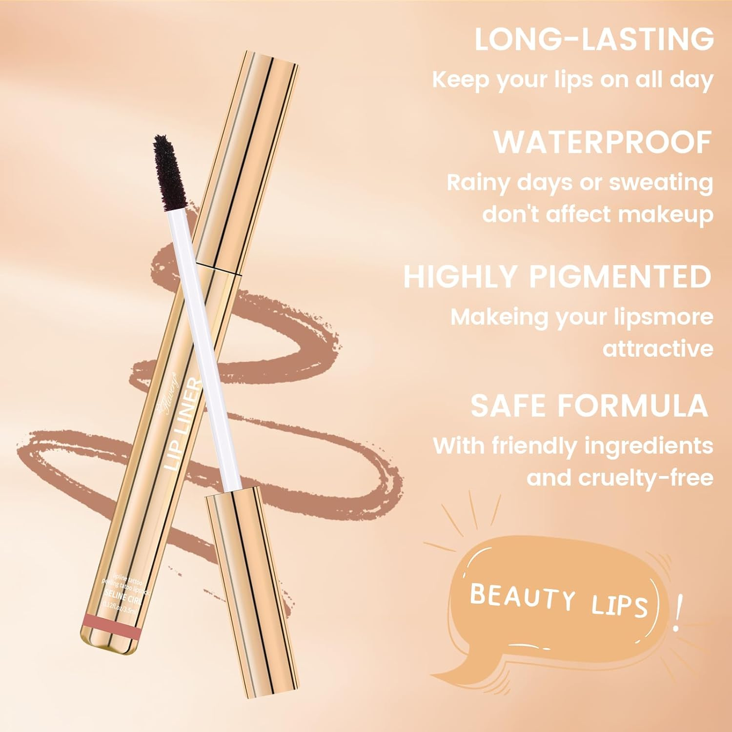 YBUETE Lip Liner Stain Peel Off, Waterproof Non-Fading Peel off Lip Liner, Transfer-Proof Matte Finish Lipstick Tattoo, Highly Pigmented Magic Color Tint, Stay on All Day Non-Stick Cup for Women