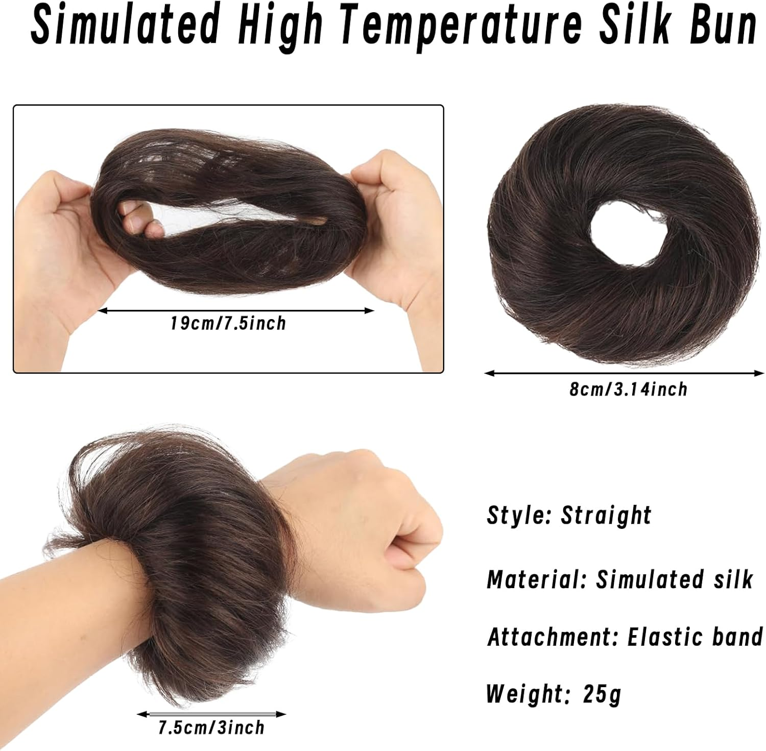 Hairpiece with Elastic Band, Wigs Hair Pieces, Hair Scrunchie with Hair, Synthetic Hairpiece Bun Hair Band, Hair Pieces for Thin Hair Bun for Women and Girls image number 1