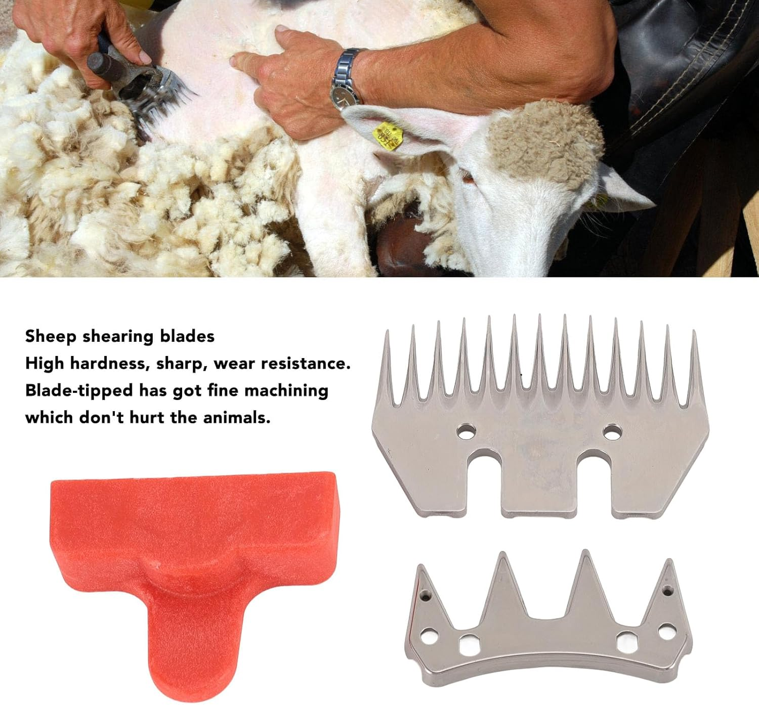 Sheep Shears Replacement Blades, Sheep Shears Wool Clippers Replacement Blades Straight 13 Tooth 4 Tooth Stainless Steel Sheep Clippers Shearing Blades for Sheep Alpacas Goats image number 1