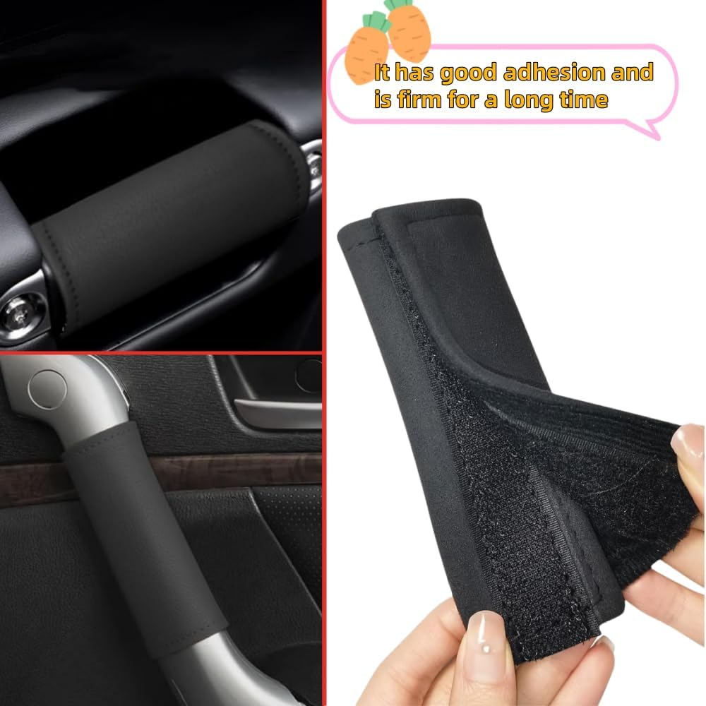 Leather inside the Car Door Handle Cover, Universal Interior Car Door Handle Cover, Door Pull Handle Cover, Suitable for SUV Trucks, 4PCS Car Handlebar Gloves image number 2