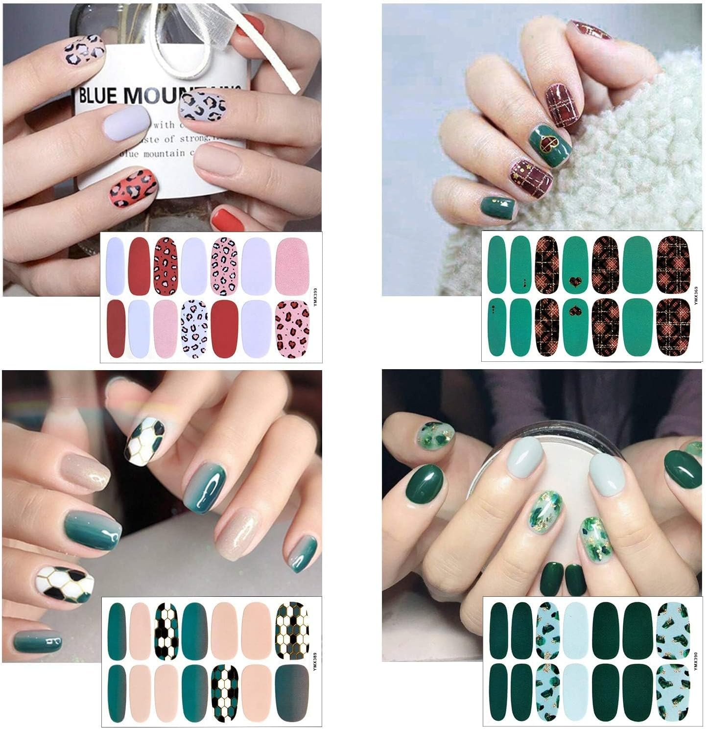 Kalolary Leopard Pattern Nail Wraps, 20 Self-Adhesive Sheets, Waterproof, Glossy, Crystal Embellishment, Adult Women'S Nail Stickers image number 4