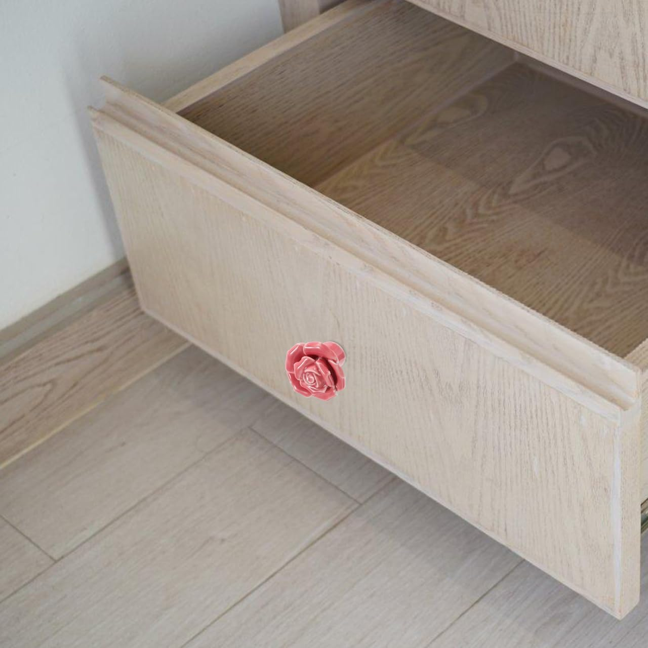 Rose Ceramic Cabinet Knobs 2 Pack Decorative Kitchen Drawer Pull Handles with Screws for Cupboards Wardrobes Home Improvement image number 3