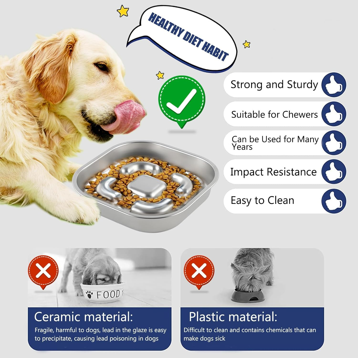 Slow Feeder Dog Bowl anti Sling Bowl anti Choke Large Dog Bowls Silica Gel Slow Feeder Bowl for Dogs Feeding Bowls for Dogs Accessories Relieves Digestion (Feeding Bowl) - Feeding Bowl image number 2