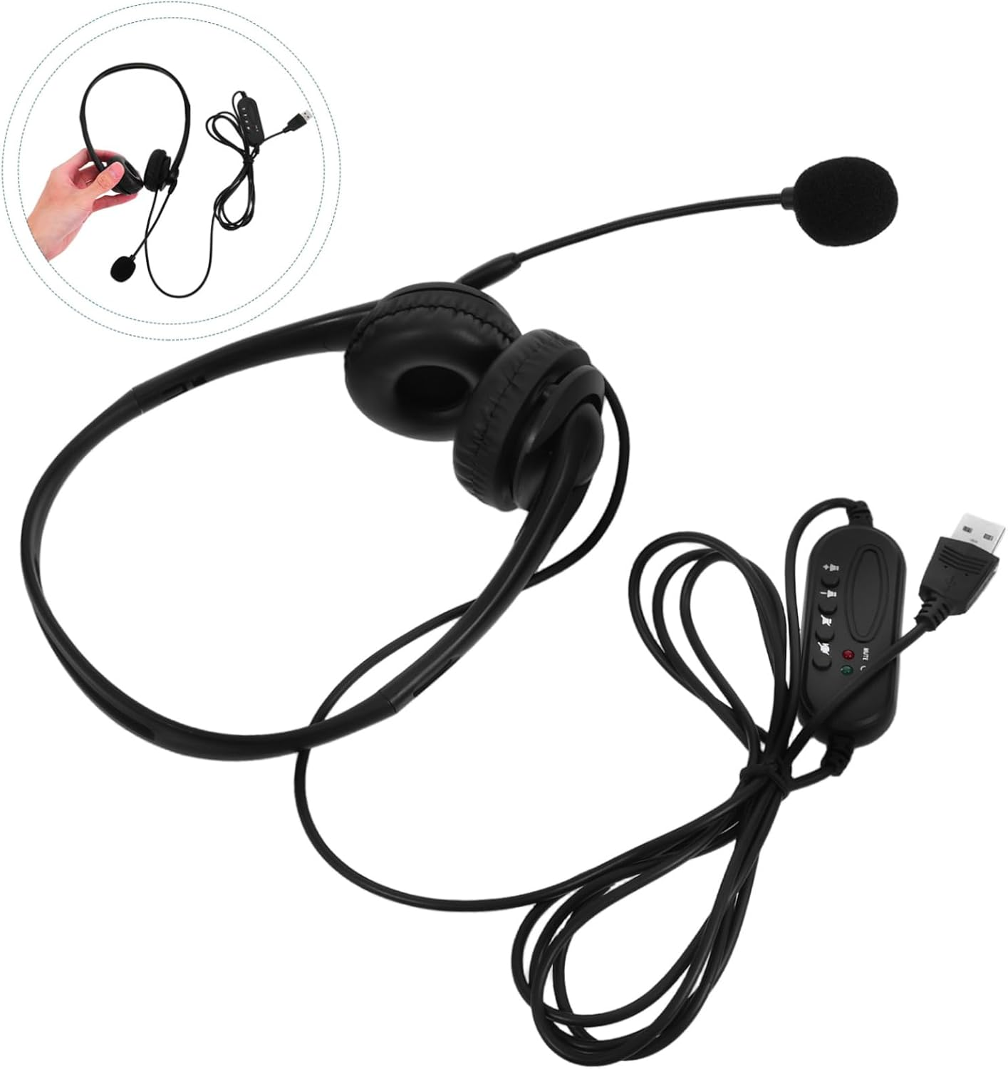 DOITOOL Office USB Headphones with Noise Cancelling Microphone Comfortable Wired Headset for Office Study and Business Use Durable and Breathable Earmuffs for Long Term Comfort image number 6