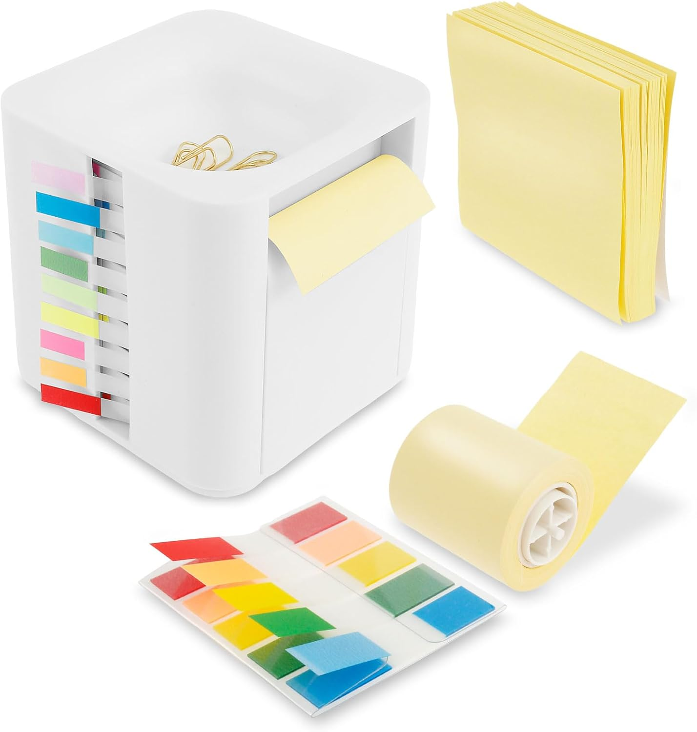 Note Dispenser, Sticky Note Holder Sticky Note Pad Holder Plastic Desktop White Sticky Note Container Office Supplies for Office Home Classroom Desk image number 4