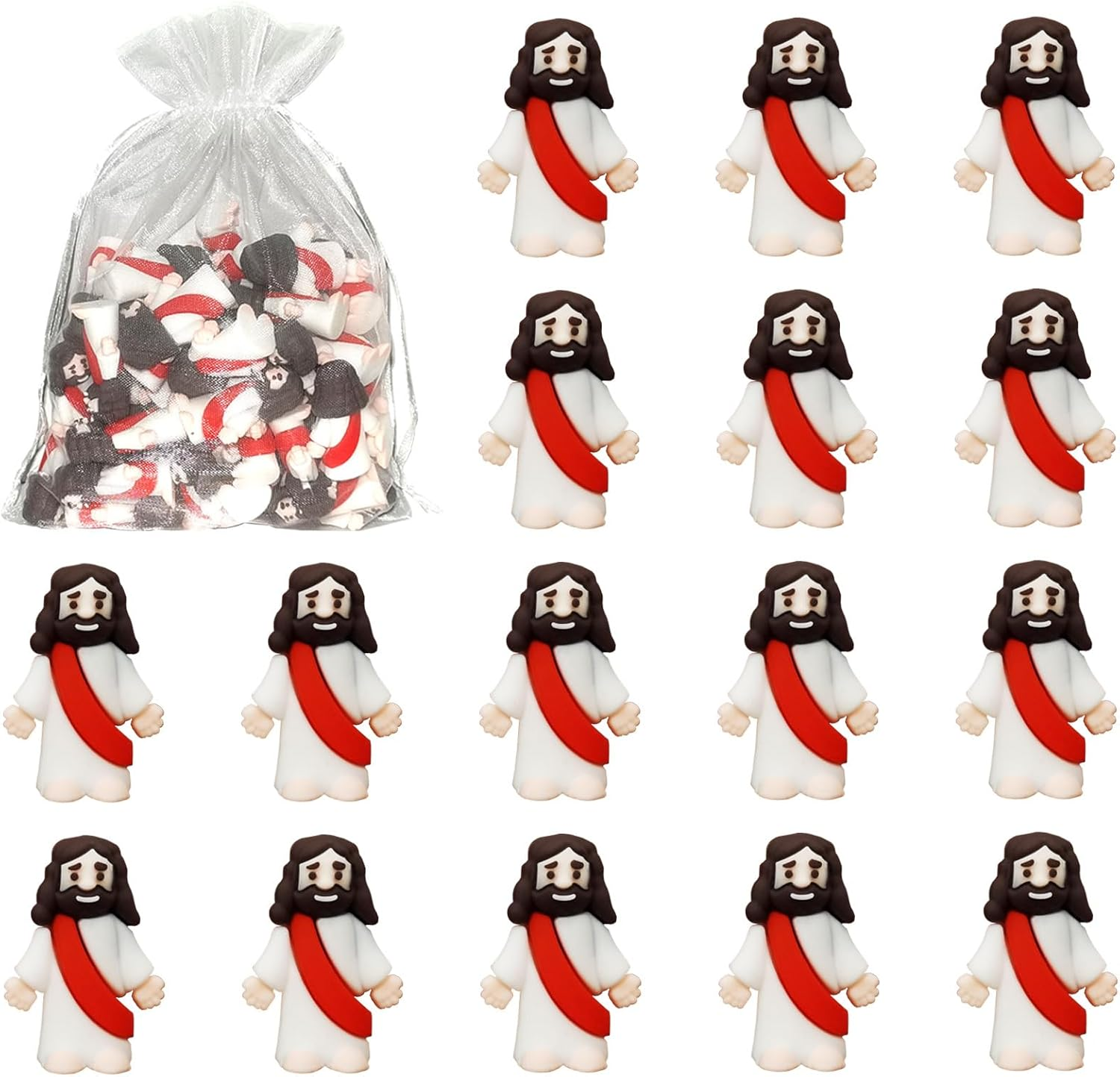 50 Pcs Mini Jesus Figurines Toys, Religious Jesus Party Favors Doll Miniature Savior Figurines for Christ, Tiny Jesus Figurine Gift Toy for Easter Egg Stuffers (Blue)