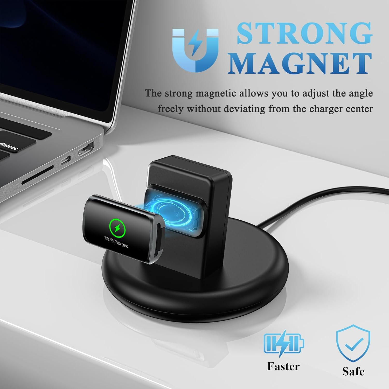 Meliya Charging Stand Dock for Fitbit Charge 6 / Charge 5 / Luxe Charger, Aluminum Base Station with 4.5Ft Cord for Fitbit Charge 6 / Charge 5 / Luxe Smartwatch image number 6