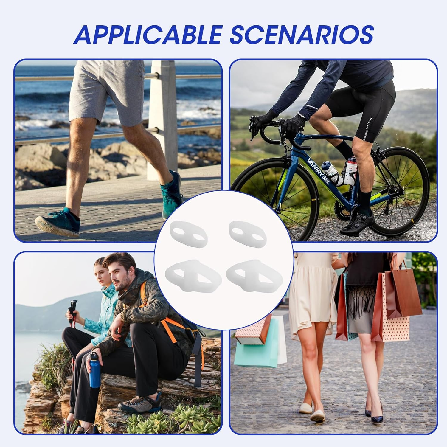 Silicone Gel Toe Separators & Bunion Corrector, 8-Pair Reusable Orthotics for Overlapping Toes, Hammer Toe Relief, Plantar Fasciitis (Men/Women) image number 5