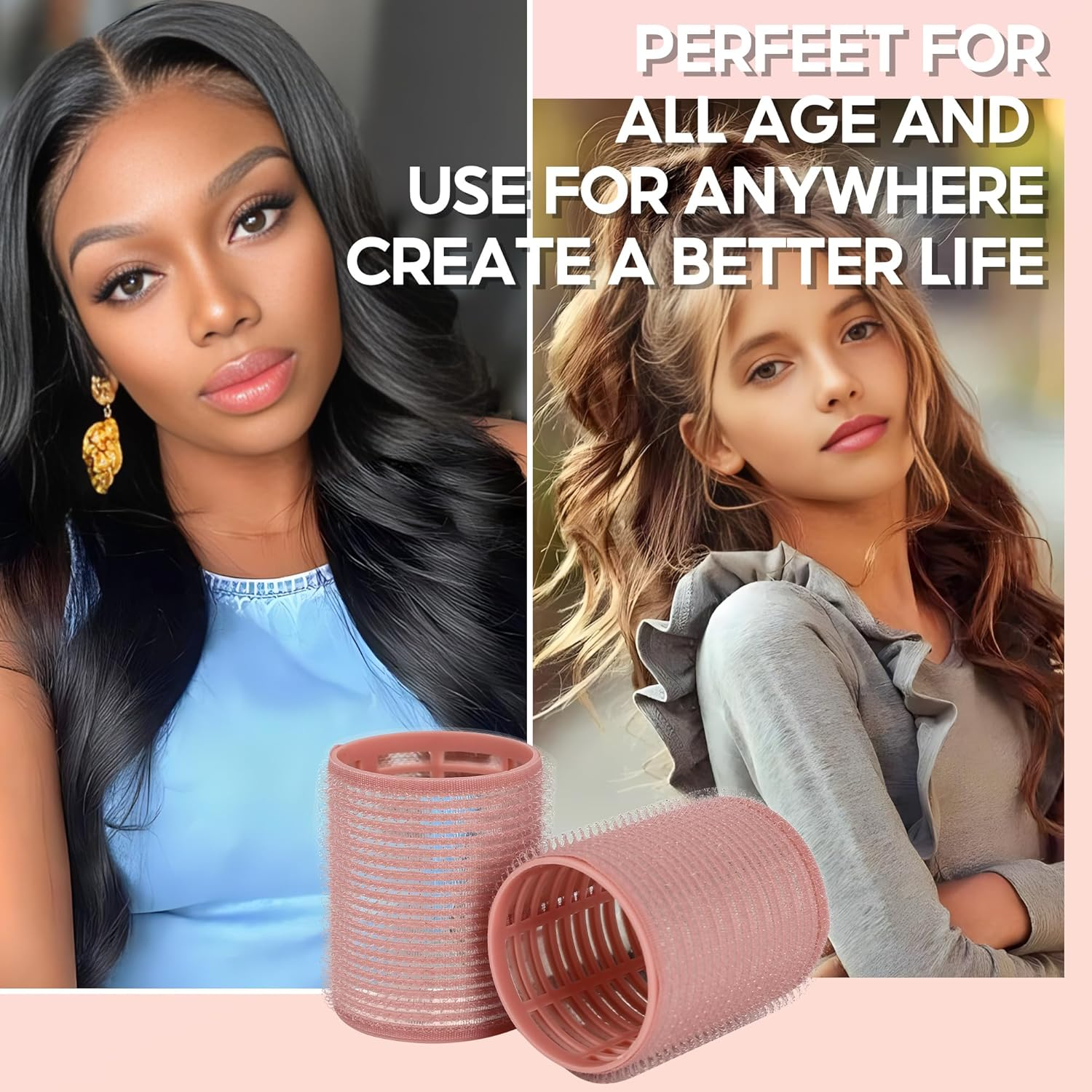 18 Pcs Thermal Hair Rollers,Ceramic Thermal Hair Rollers Curlers for Blowout Look Long Hair Volume,Jumbo Self Grip Rollers Hair Curlers for Long Short for Women(Pink) image number 6