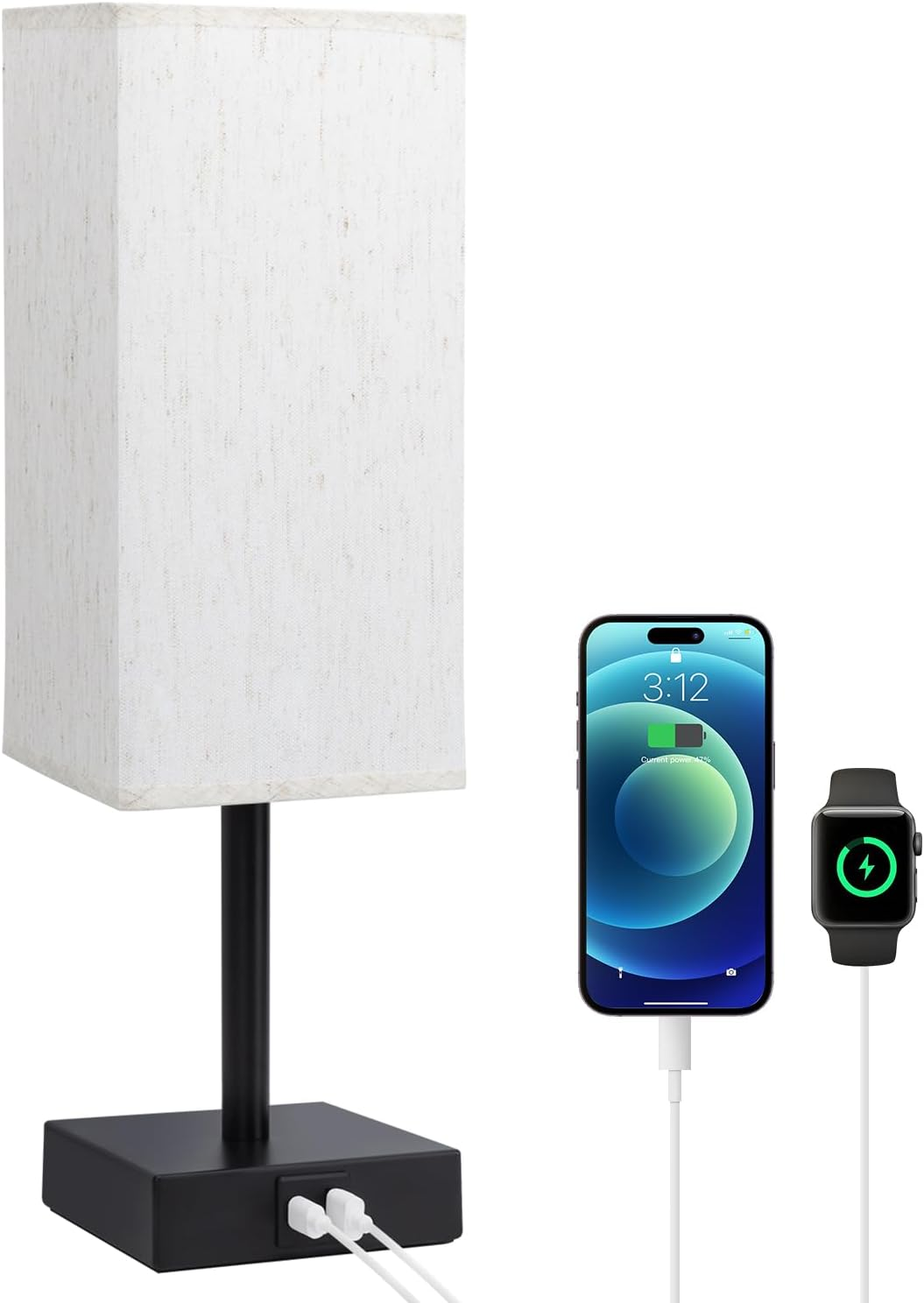 Bedside Lamp with USB Ports - Touch Control Table Lamp for Bedroom with USB C+A Charging Ports, 3 Way Dimmable Nightstand Light for Living Room (LED Bulb Included, Beige)