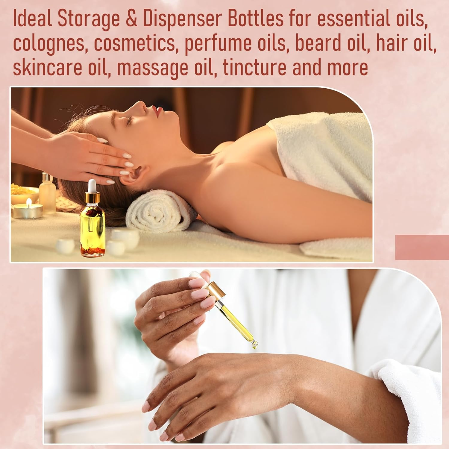 AOZITA 4 Pcs, 1 Oz Golden Cap Clear Dropper Bottles (30Ml) with 1 Funnel & 4 Labels - Glass Tincture Bottles with Eye Droppers - Leakproof Essential Oil Bottles for Health, Personal Care & Beauty image number 5