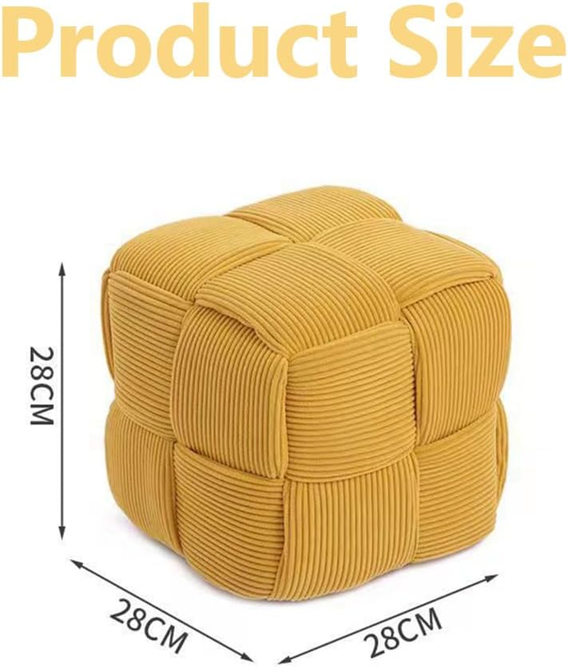 Foot Rest Stool,Cube Sofa Stool,Living Room Ottoman,Square Shoe Changing Chaircube Footstool,For Living Room, Bedroom, Home Shoe Changing,For Entrance,Square (Yellow)