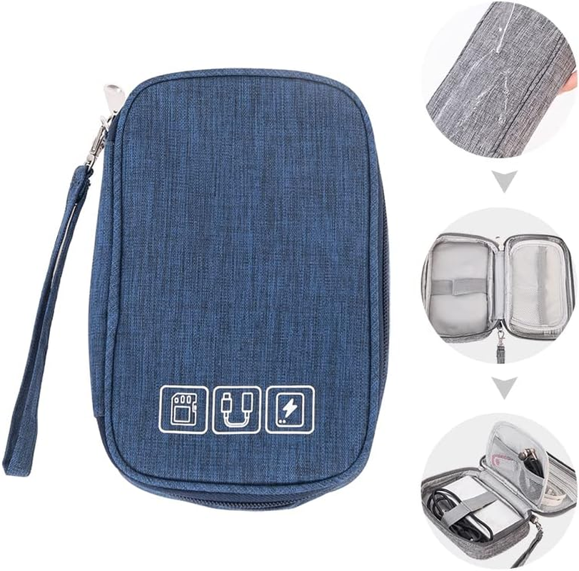 Small Electronic Accessories Organizer, Handhled Universal Compact Travel Digital Accessories Storage Bag for Portable Charger, Cables, Earphone, Cord, SD Card, Phone (Purple)