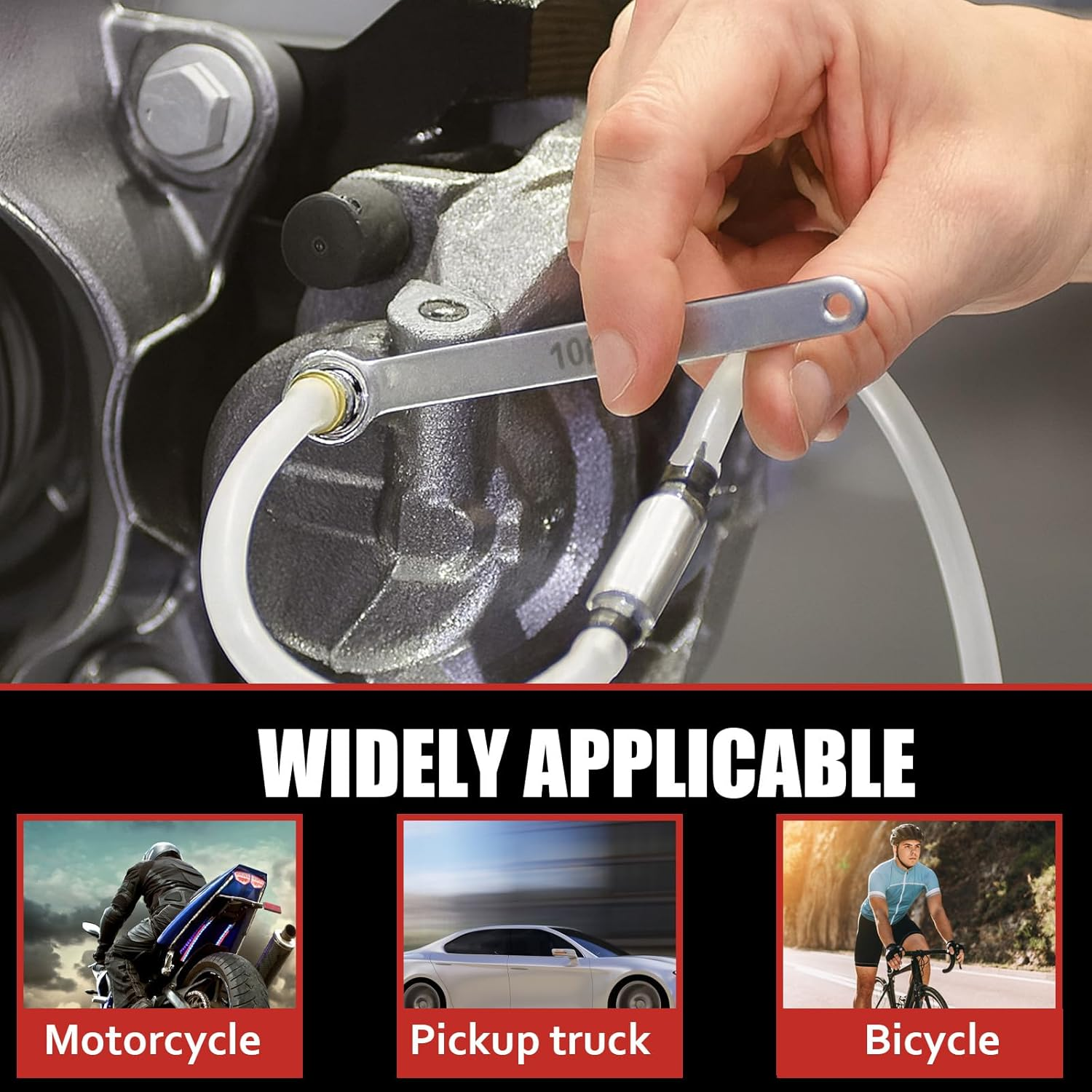 2 Pcs Universal Motorcycle & Car Brake Bleeding Kit, Professional Brake and Clutch Bleeder Tool Set with One-Way Valve for DIY Repair image number 2