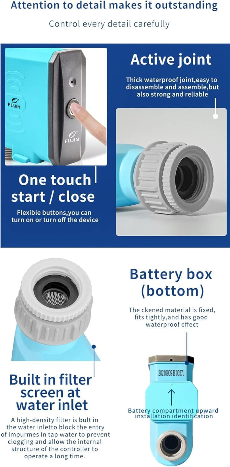 Water Timer, Bluetooth ＆ Wifi Smart Irrigation System Garden Watering Timer Programmable, IP67 Waterproof Watering System with Rain Delay, Auto/Manual Watering image number 5